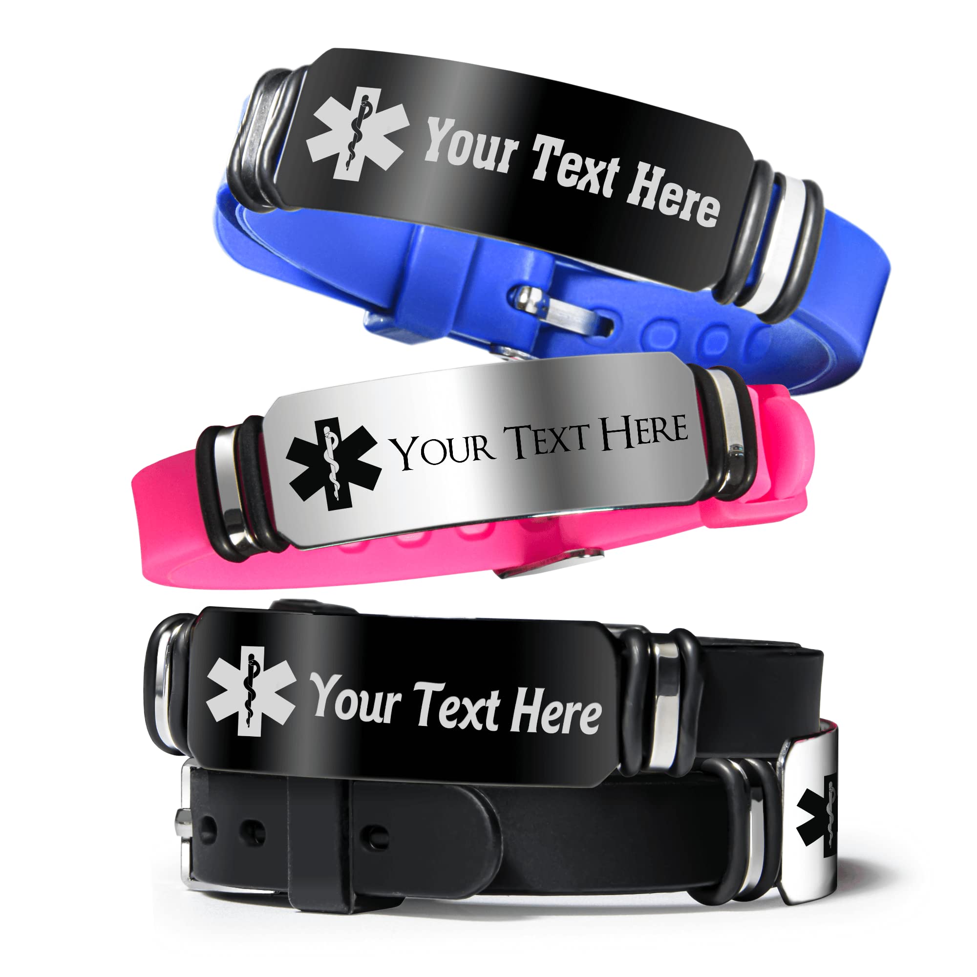 Sport Silicone Alert Bracelet for Men and Women. Personalized Engraving,  Emergency Medical Card for Your Emergency Medical Information.  Complimentary Access PHR (Personal Health Record) - Pink - Walmart.com