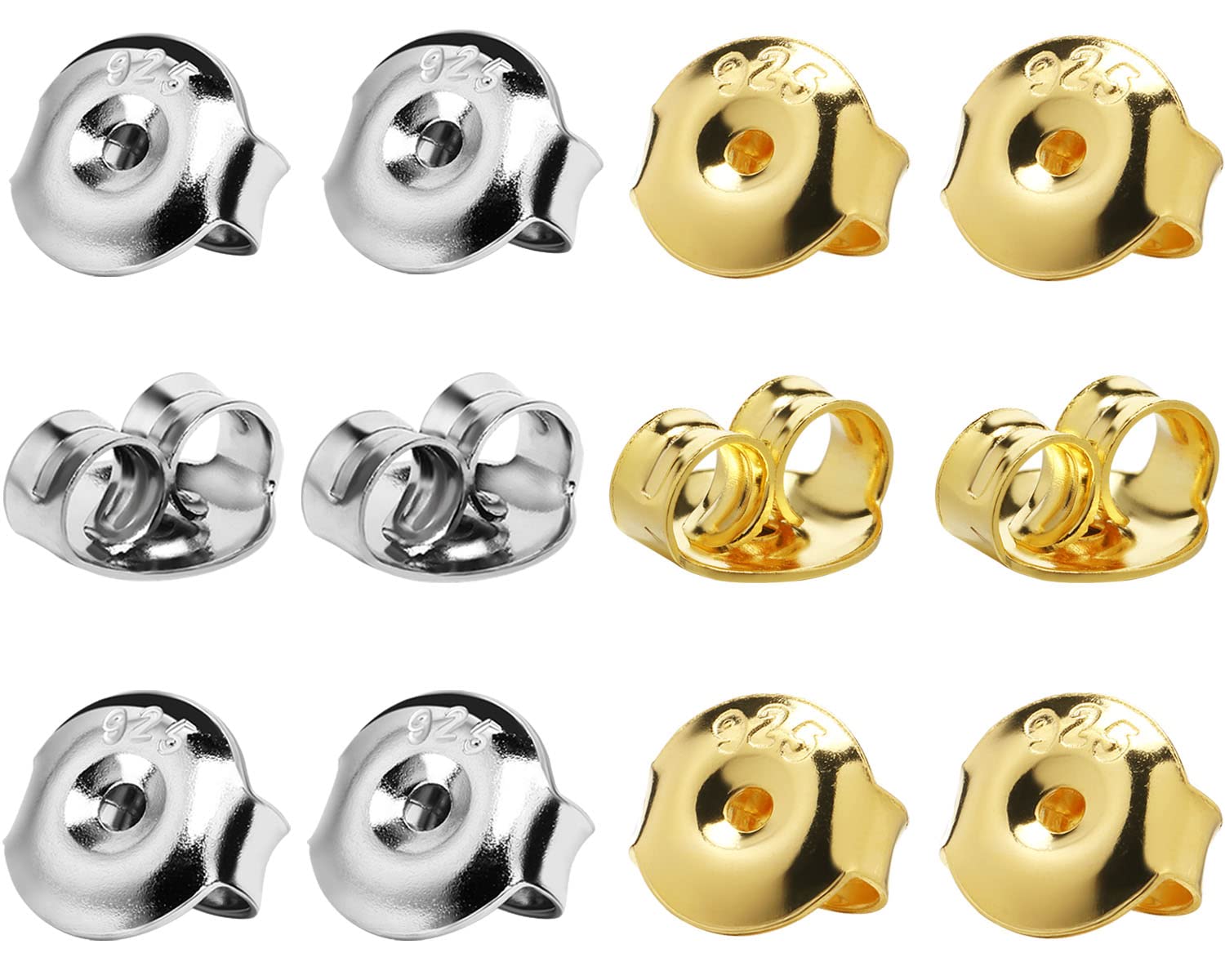 DELECOE 14K Gold Plated Earring Backs Replacements, 925 Sterling Silver  Hypoallergenic Secure Gold Earring Backs Locking