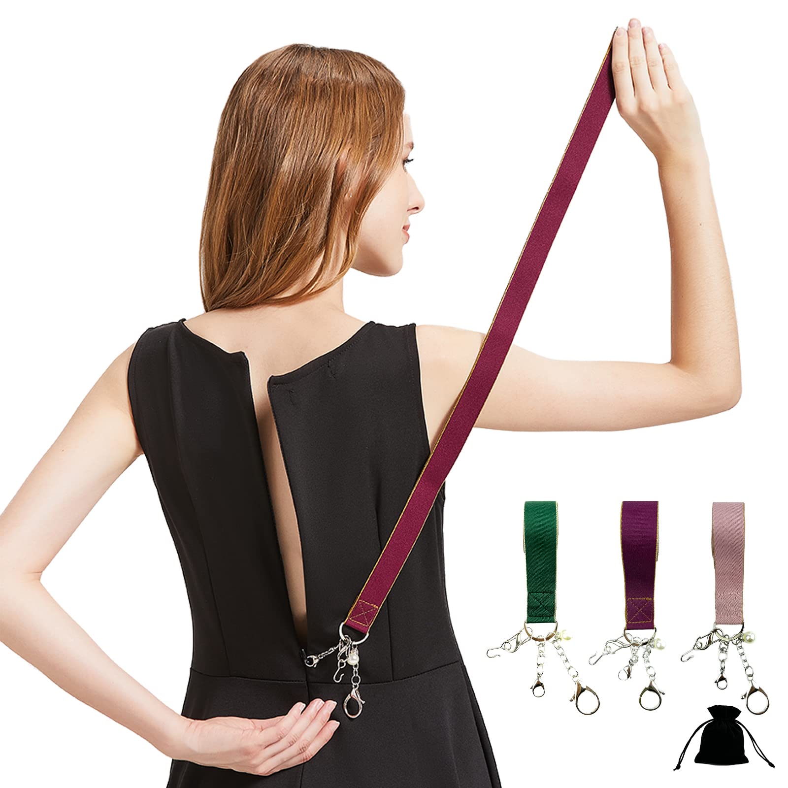Zipper Helper Pull for Dresses - with 3 Different Types of Hooks - Dress Zipper  Pull Helper - Zipper Puller Helper for Boots - Zipper Helper Pull for  Dresses with Invisible Zippers - FYOURH Pink