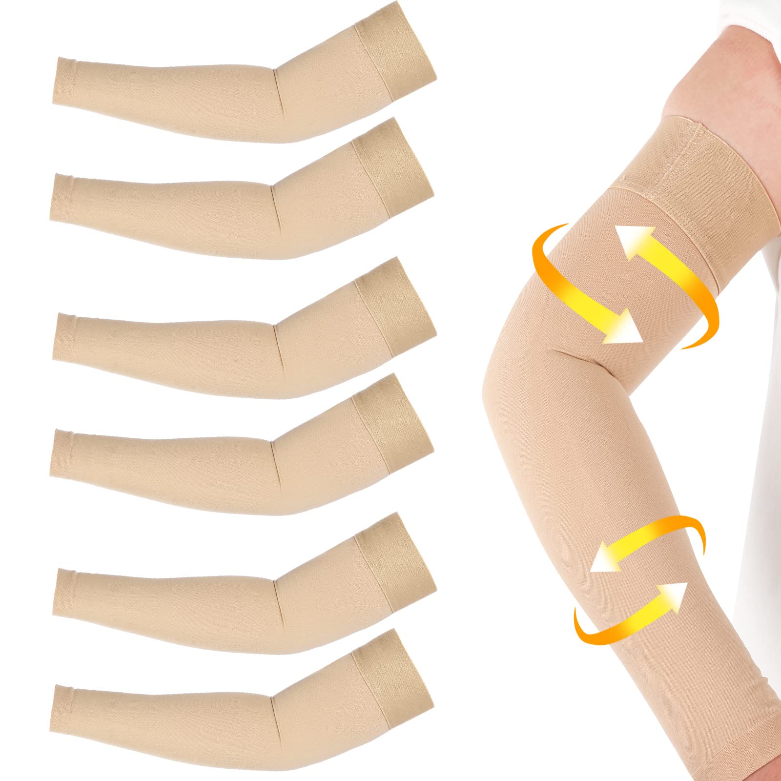 3 Pairs Lymphedema Compression Arm Sleeve 20-30 Mmhg Full Arm Support with  Silicone Band Graduated Compression Arm Sleeves for Lymphedema Swelling  Edema (Beige, M Size) M Size Beige