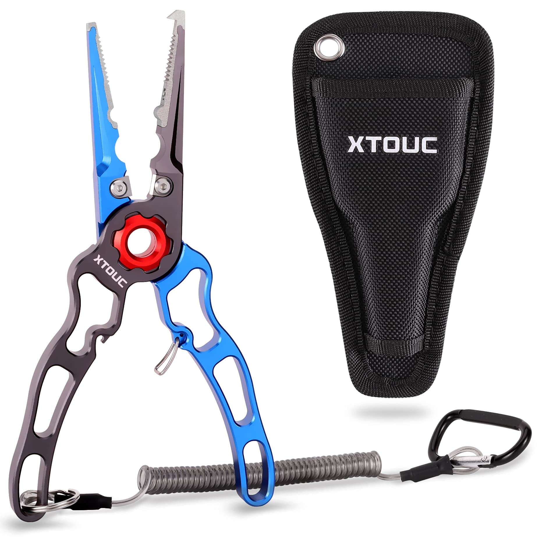 XTOUC Fishing Pliers, Titanium Alloy Clamp Head Fishing Gear,Saltwater  Resistant Fishing Tools, Hook Remover Braid Line Cutting and Split Ring  Pliers, with Sheath and Lanyard Blue&gray
