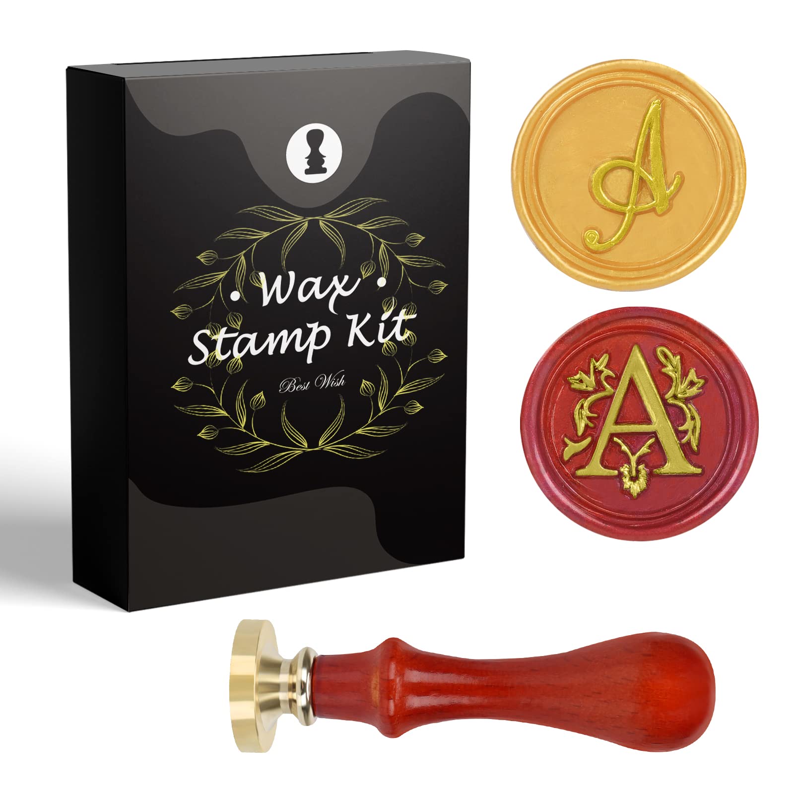 Wax seal stamp with letters of the alphabet - handwritten script J