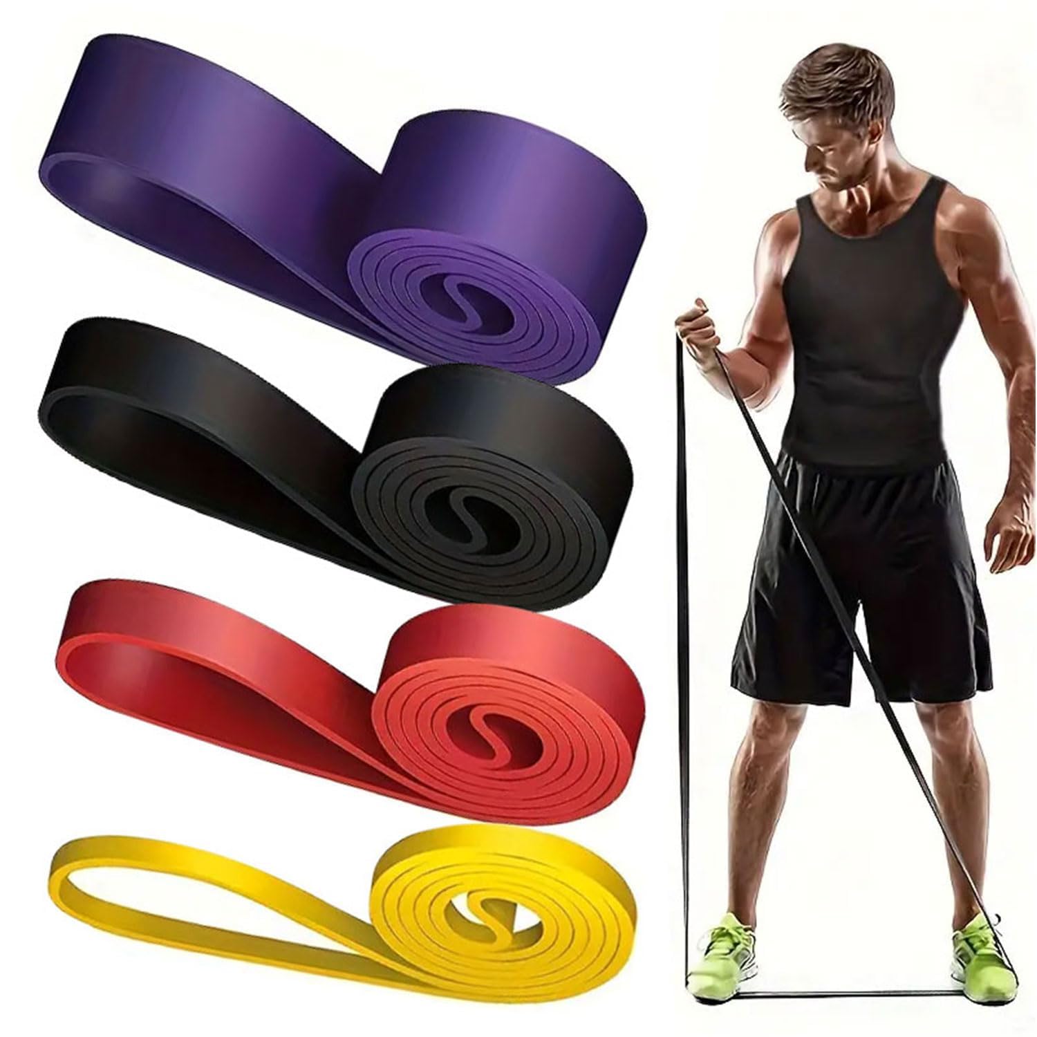 5-Piece Resistance Bands Set - Exercise Workout Bands For Men & Women - Purple Gradient Levels