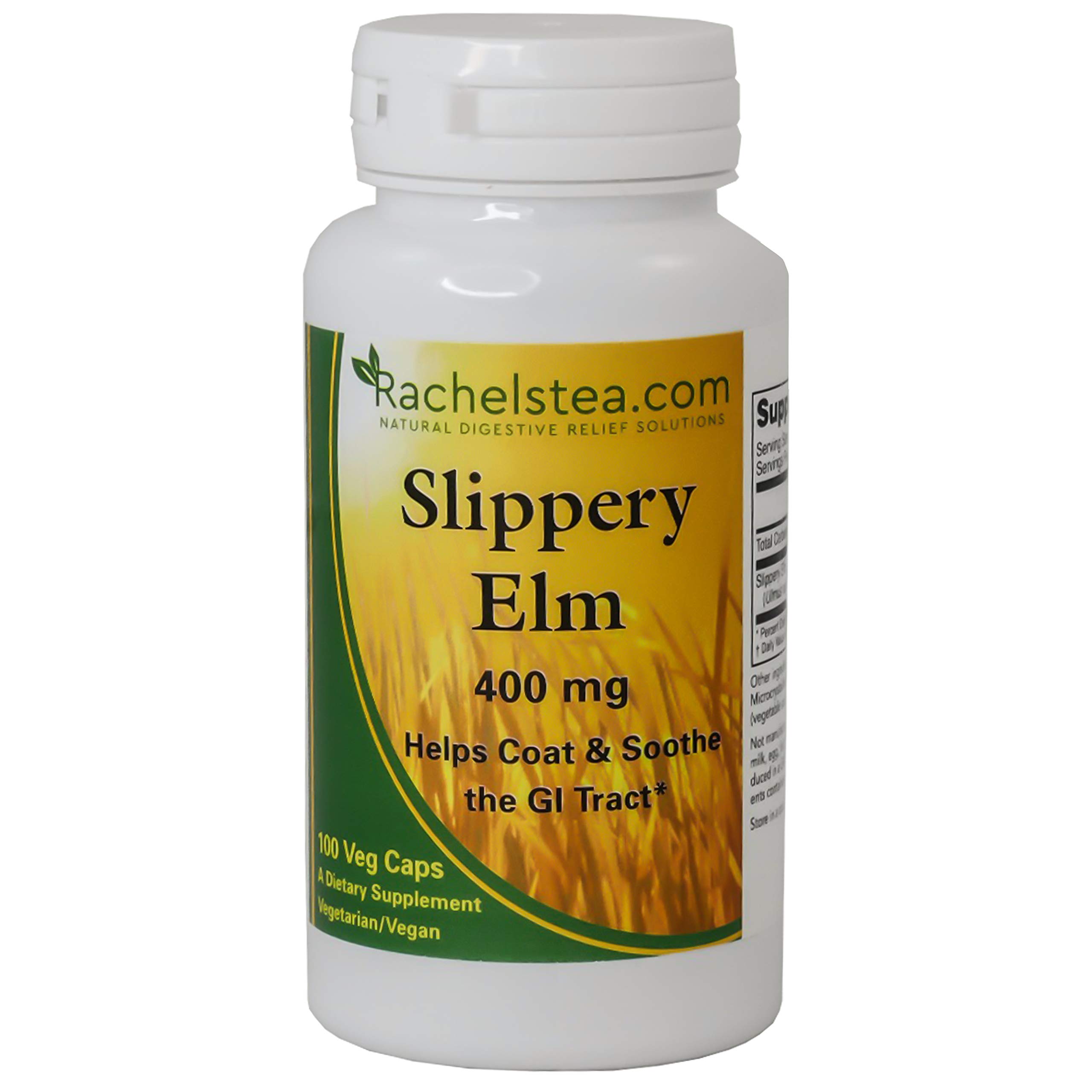 Té Rachel's (30 Bolsas/60 Tazas) Con Corteza De Olmo Resbaladizo, 400 Mg, 100 Cápsulas - Sin Cafeína