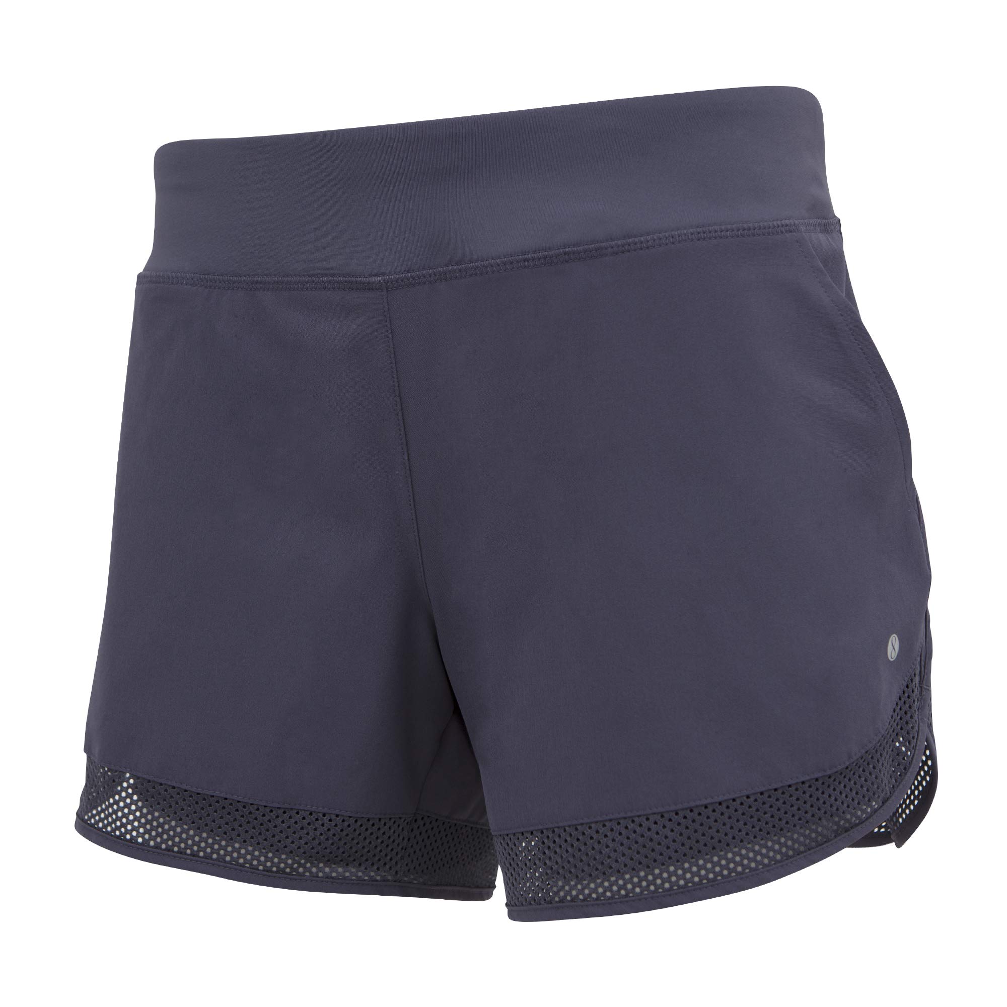 Layer 8 Women's Knit and Woven Quick Dry Two in One Running Yoga Work Out  Short with Compression Shorts Underneath Small Dusky Dawn-woven