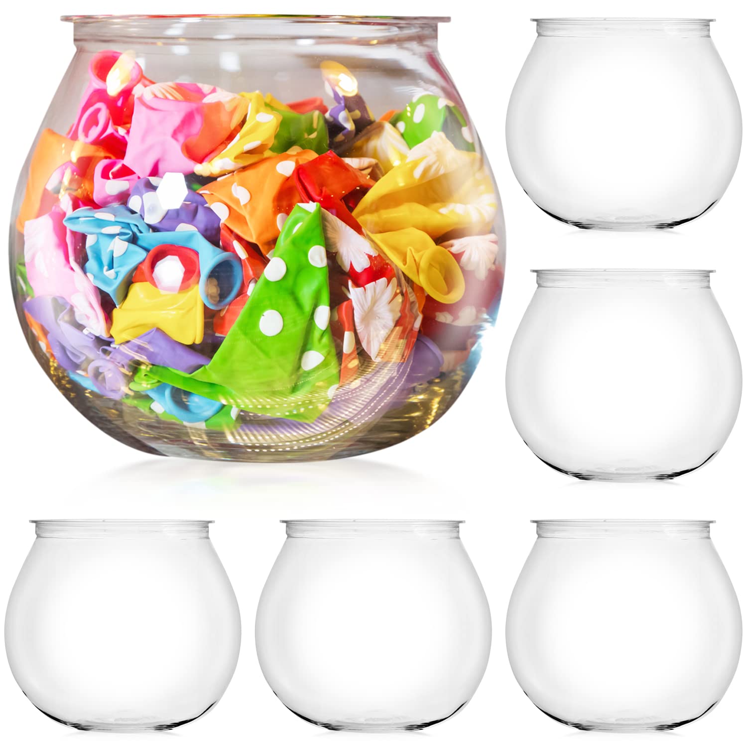 6 Pack 27 Ounce Largest Mini Plastic Fish Bowls for Decoration Fun