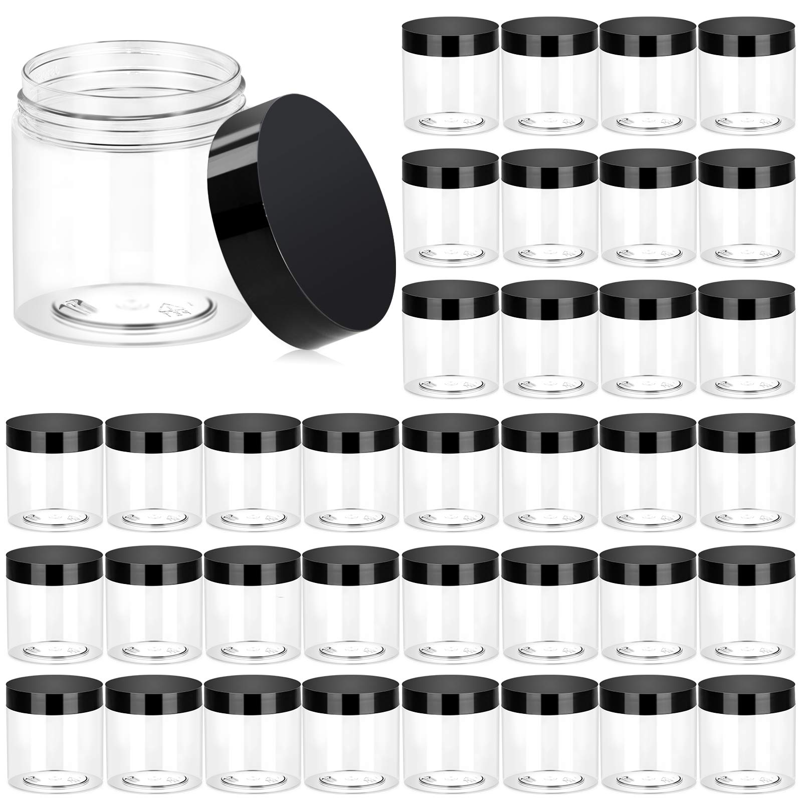 24 Packs 8 OZ. Slime Containers, Clear Slime Storage Jars with Lids Plastic  Wide-Mouth Food Storage Jars for DIY Slime Making, BPA Free