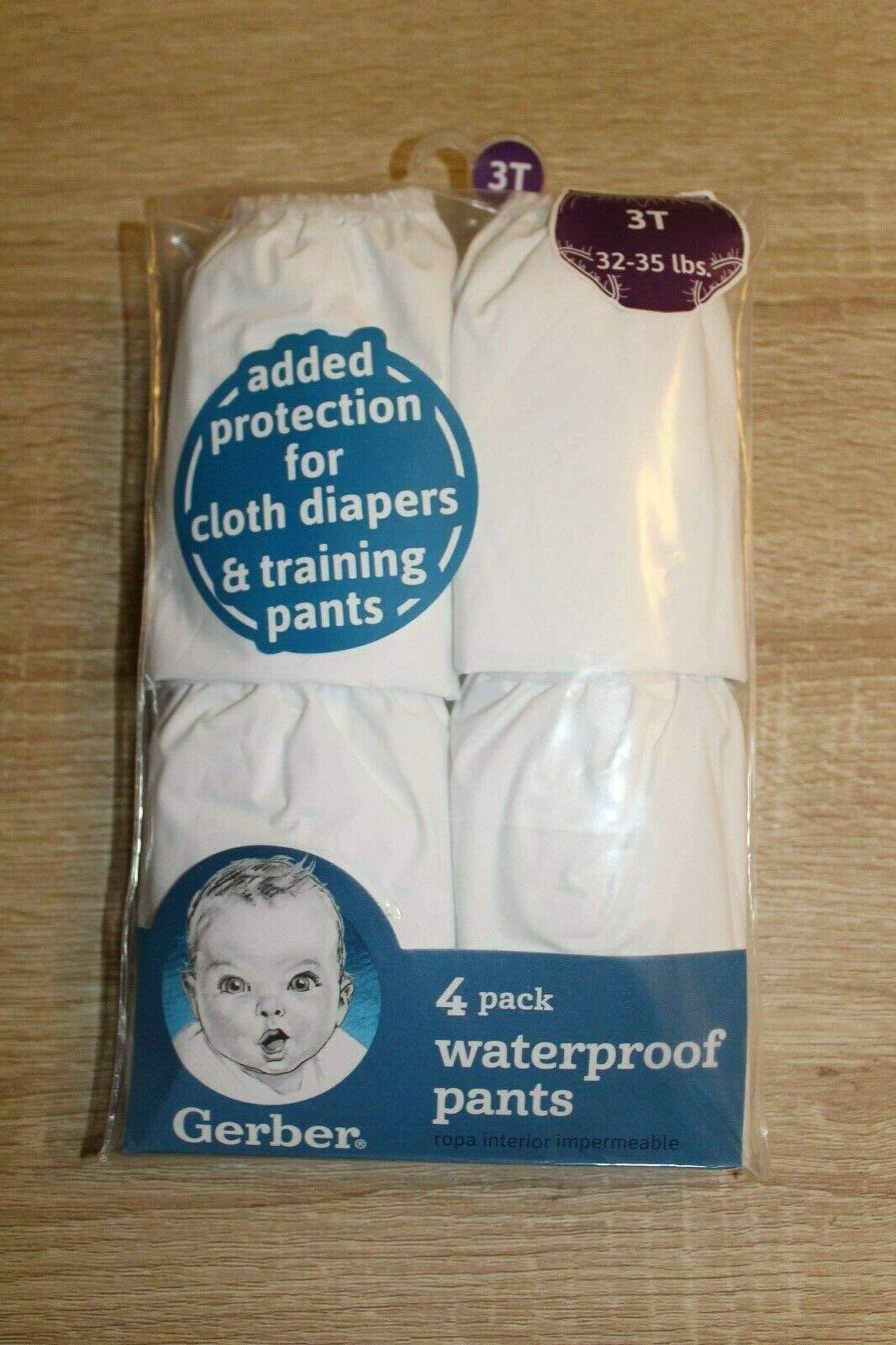 Gerber Plastic Pants, 3T, Fits 32-35 lbs. (4 Pairs) 8 Count (Pack of 1)
