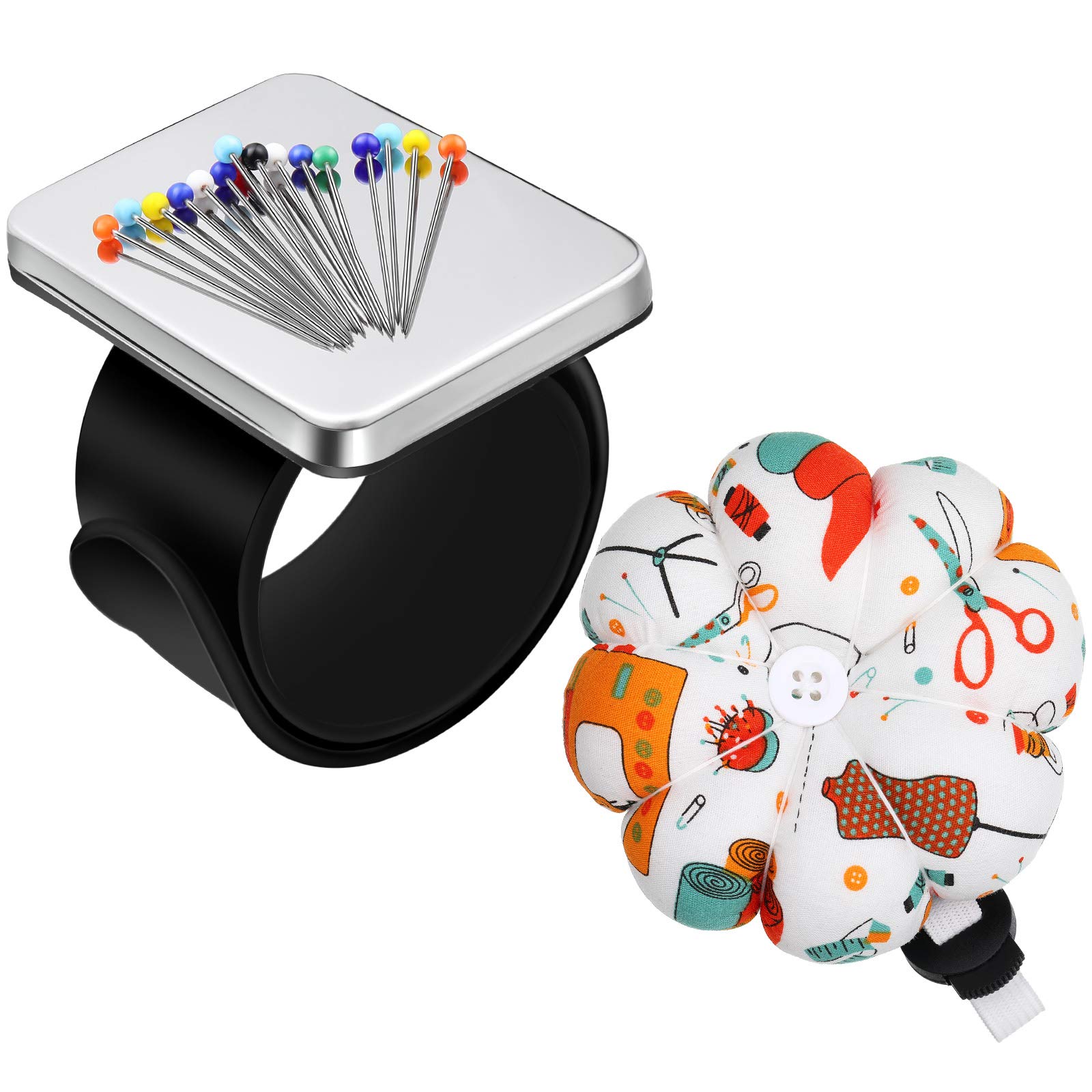 2 Pieces Magnetic Sewing Pincushion Wrist Magnetic Pin Holder with