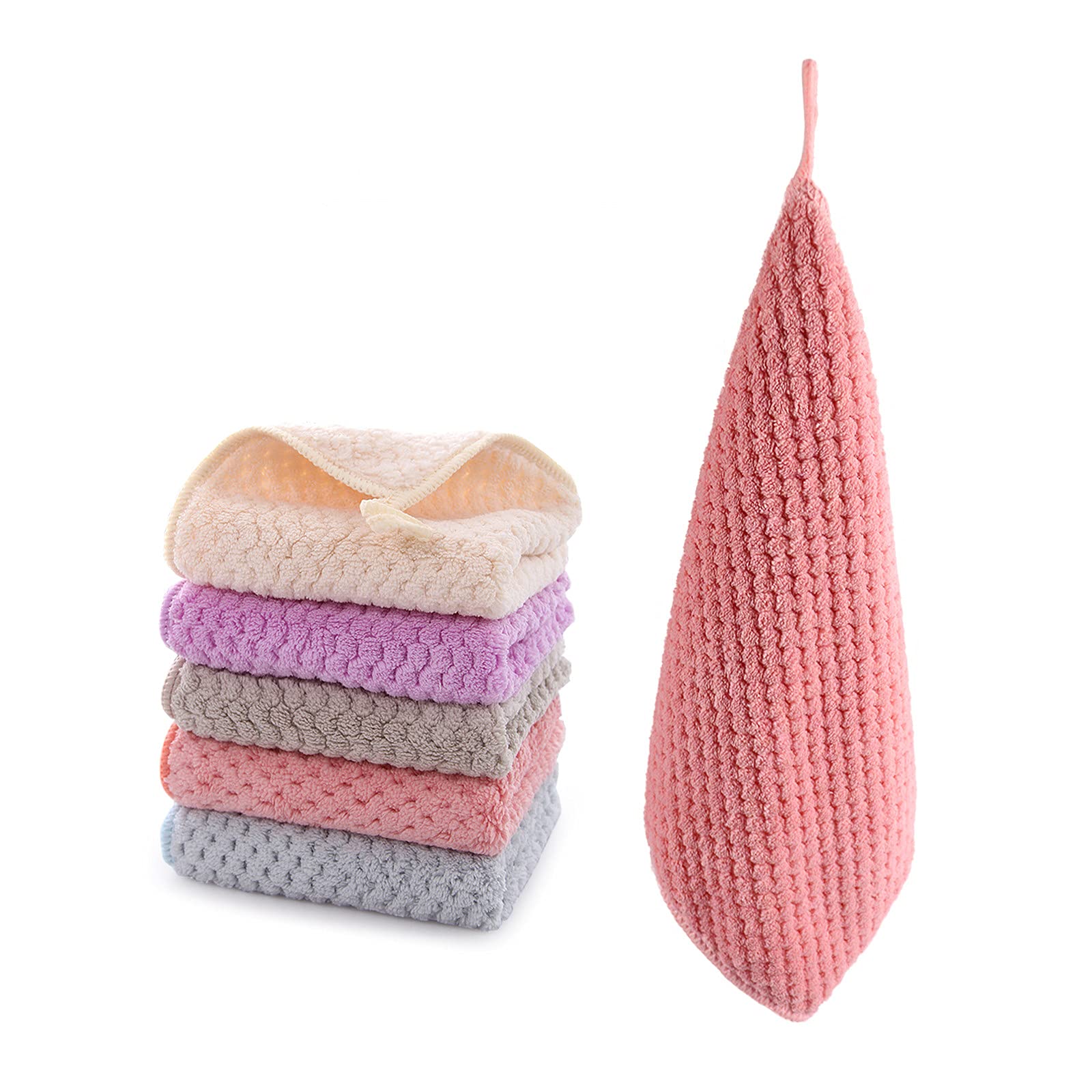 Absorbent Hanging Hand Towel, Cute Hand Towel with Hanging Loop 