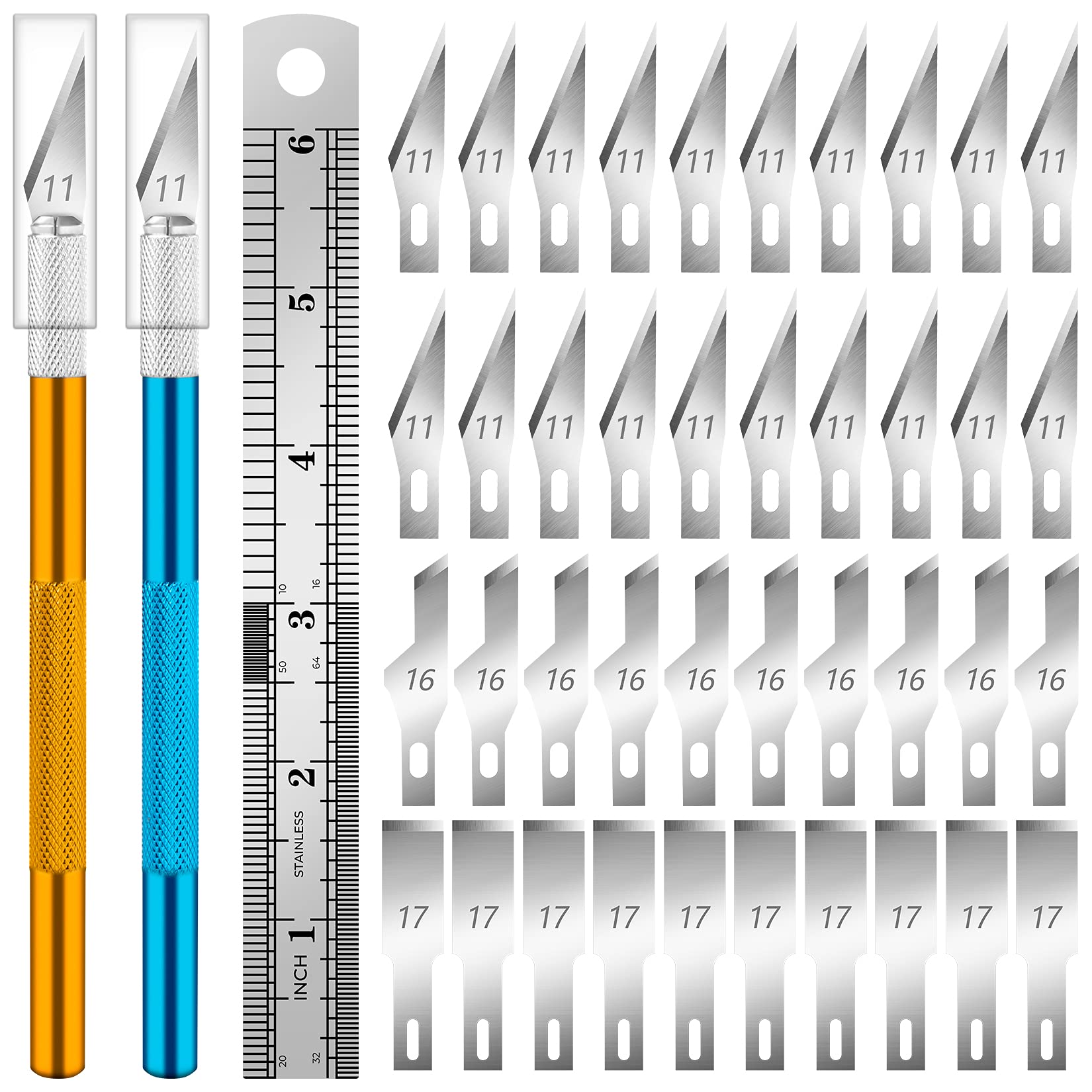 DIYSELF 50 PCS Exacto Knife Blades, High Carbon Steel #11 Blades Refill Art  Blades with Storage Case for Craft, Hobby, Scrapbooking, Stencil