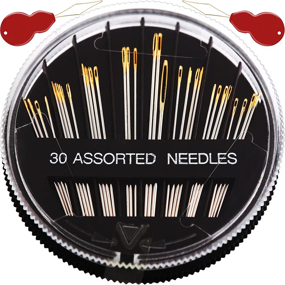 30/60Pack Premium Sewing Needles for Hand Sewing Repair 6 Sizes Assorted  Needles with 2 Threaders