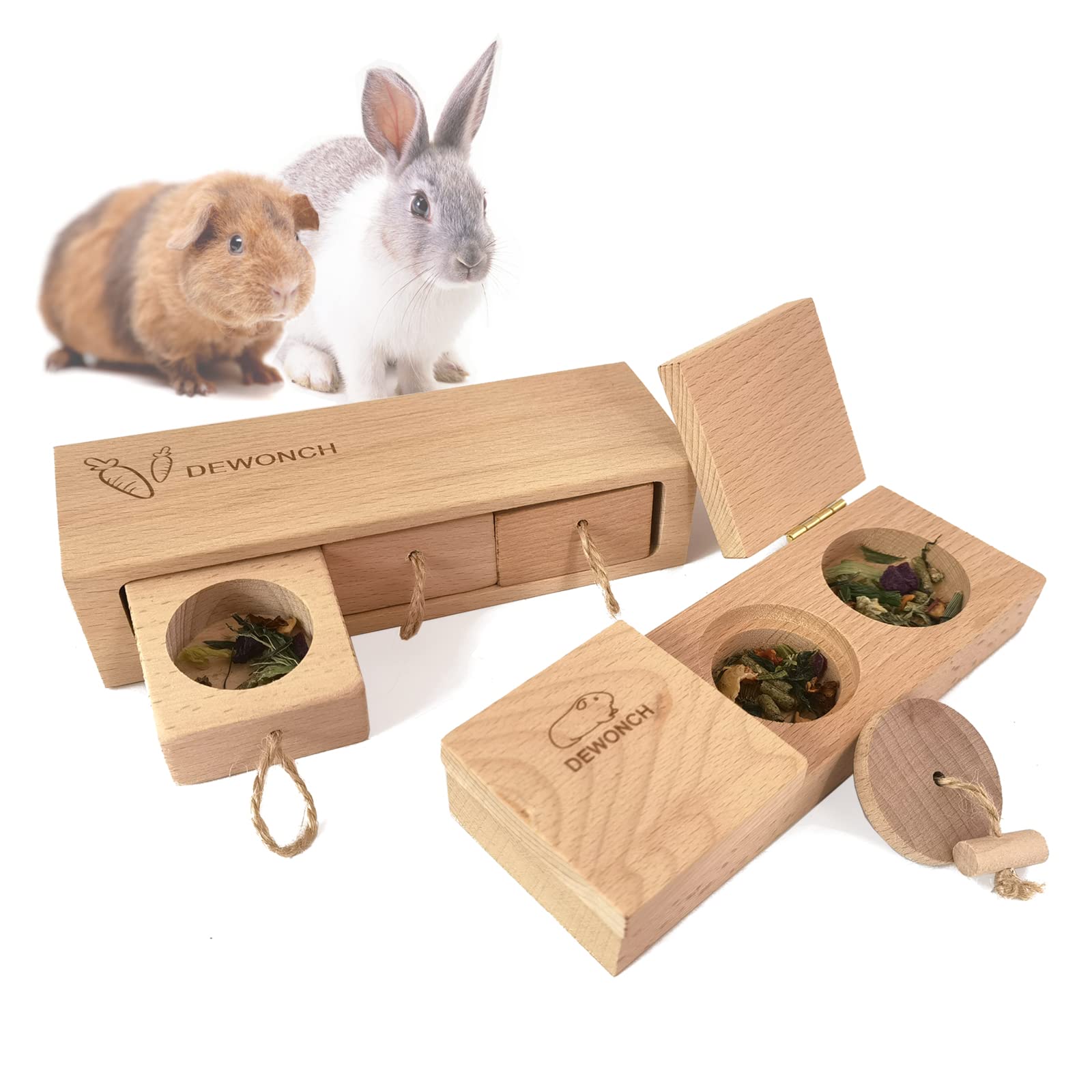 DOZZOPET Wooden Enrichment Foraging Toy for Small Pet,Interactive Hide  Treats Puzzle Snuffle Game,Mental Stimulation Toy for Hamster,Guinea  Pig,Rabbit,Chinchilla