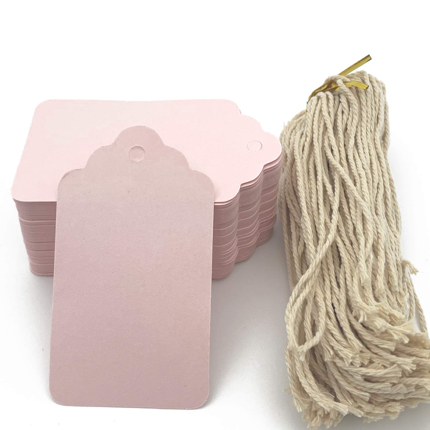 100pcs Pink Paper Hang Gift Tags, Blank Marking Tags with String for Baby  Shower Favors,Valentine's Day, Mother's Day and Craft Homemade Gifts