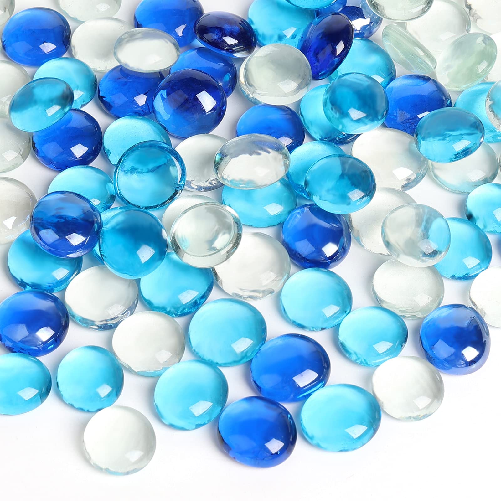 FUTUREPLUSX Flat Glass Marbles 5Lb, 500PCS Premium Blue Mixed Color Flat  Gems Decorative Glass Stones Vase Filler Beads Table Scatter Decor  Multicolor