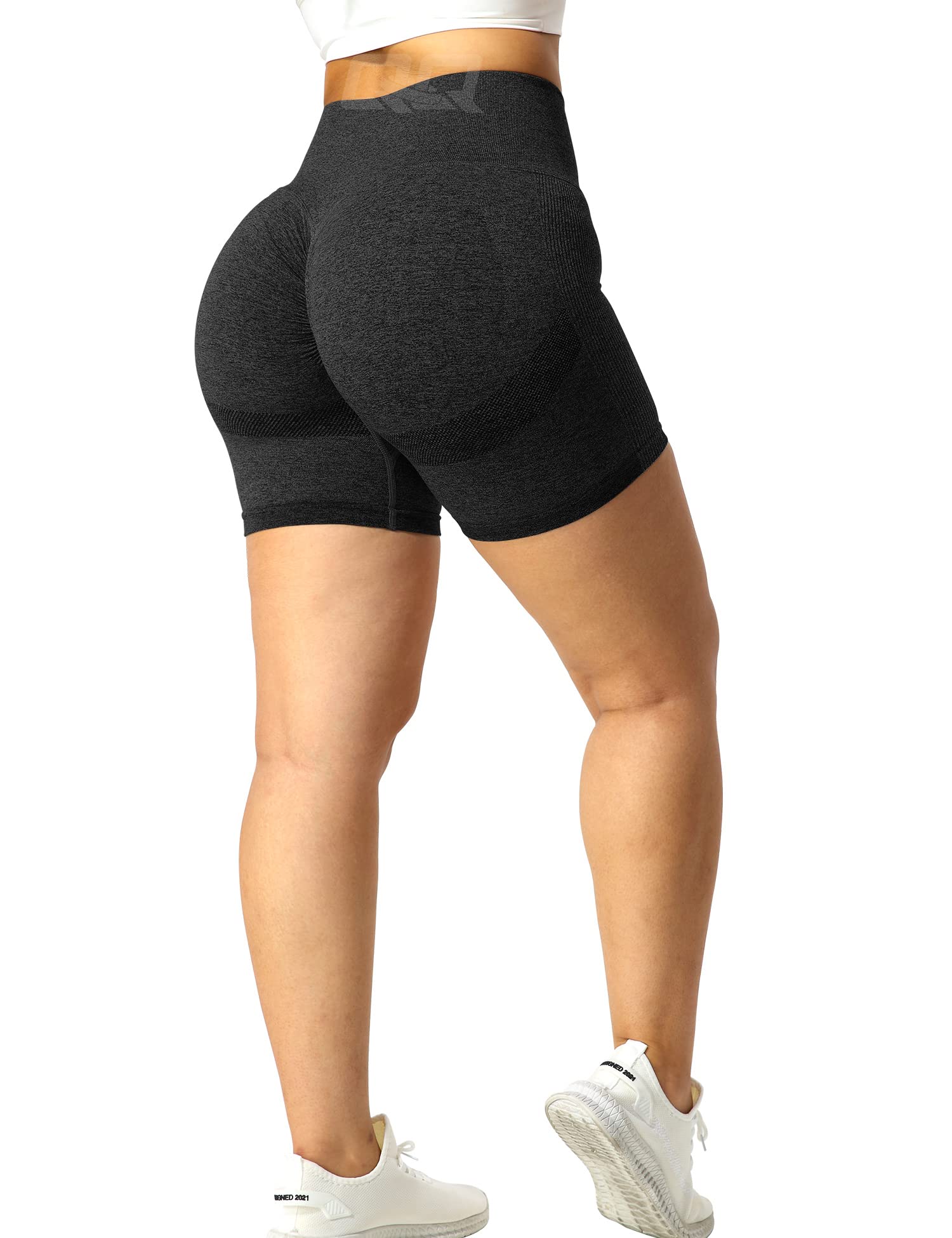 QOQ Womens Workout Biker Shorts Seamless High Waisted Tummy