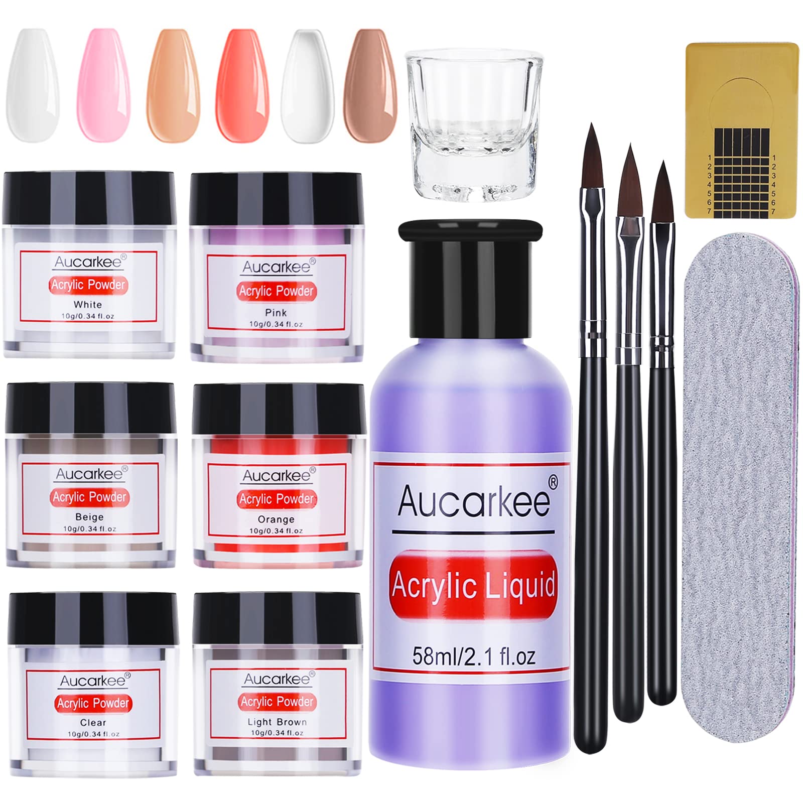 Acrylic Nail Kit, 6 Colors Acrylic Powder and Liquid Monomer Set