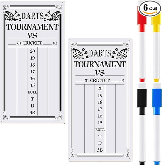 2 Pieces Dart Scoreboard Dry Erase Scoreboard Dart Score Keeper Dart