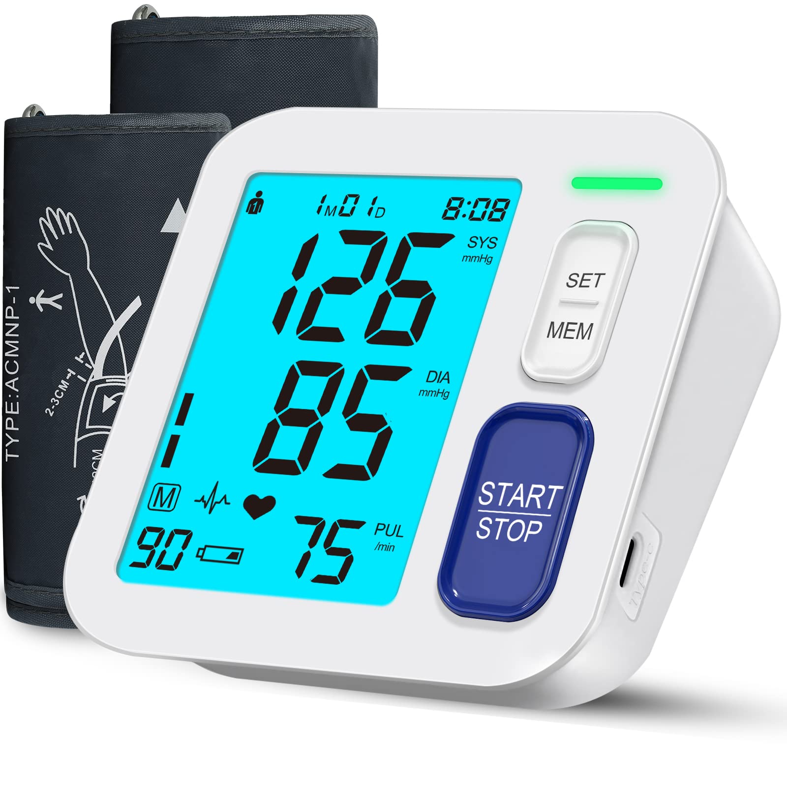 Blood Pressure Monitor Upper Arm,9-17'' & 13-21'' Extra Large XL Cuffs,Clinical Accurate BP Machine For Home Use,Large LCD Screen With Date & Time,4