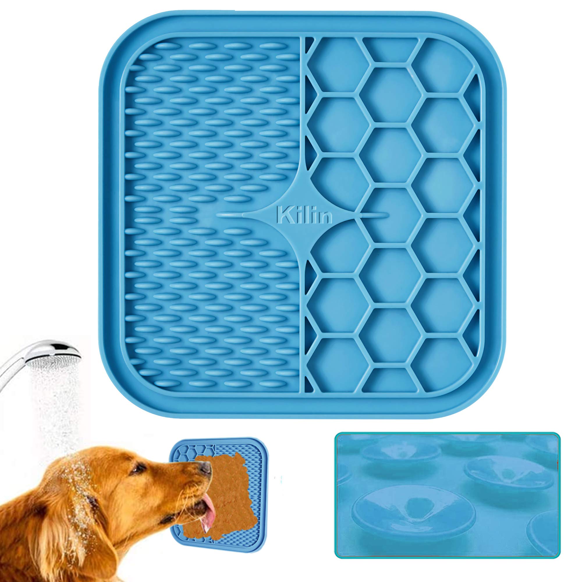 KILIN Dog Lick Pad,Boredom & Anxiety Reducer,Snuffle Mat for Dogs,Dog  Puzzle Toys,Dog Food Mat with Suction Cups,Alternative to Slow Feeder Dog  Bowls,Calming Mat for Bathing,Grooming,and Nail Trimming Small Blue