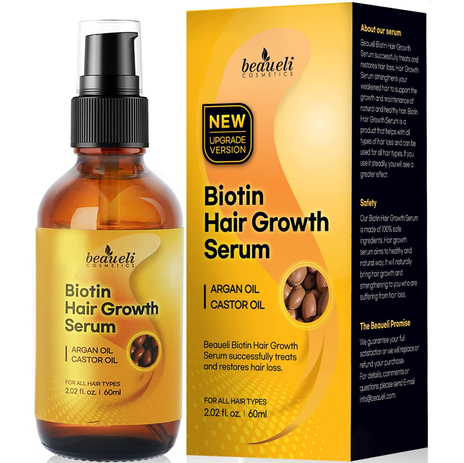 Biotin Hair Growth Serum with Castor Oil, Argan Oil - Hair Loss Prevention  Treatment with Fine Thinning