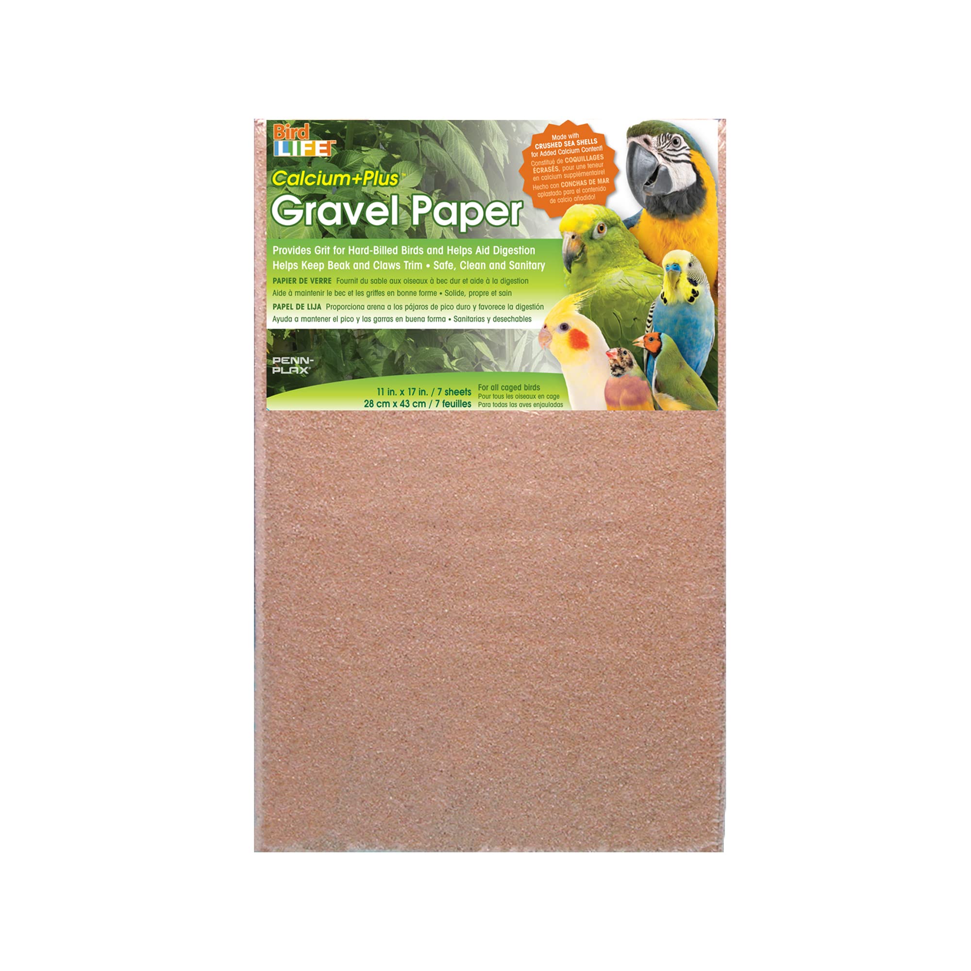 thumbnail image 2 of Penn-Plax Gravel Paper Sheets - 7-Pack 11x17 Calcium Sheets For Hard-Billed Birds, Aids Digestion 2 of 12