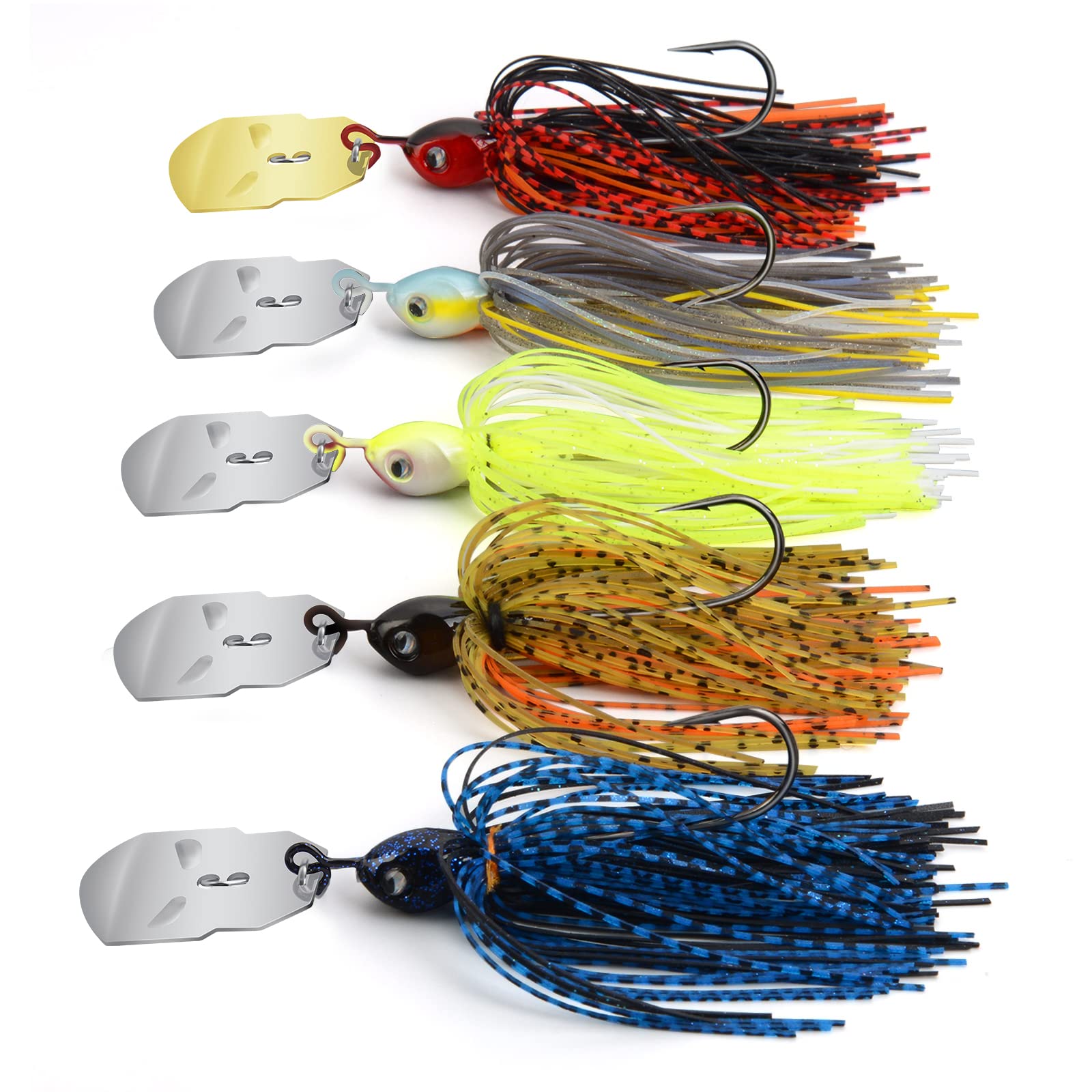 MadBite Bladed Jig Fishing Lures 5 pc and 3 pc Multi-Color Kits  Irresistible Vibrating Action