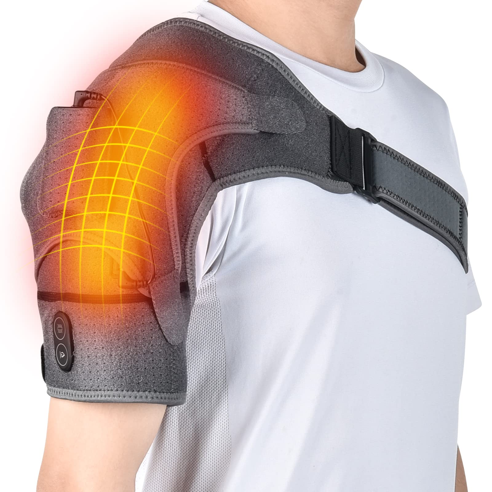 Heated Shoulder Brace Adjustable Heating Shoulder Pad Unisex Heat Therapy Shoulder  Massager Wrap for Frozen Shoulder Pain Relief - AliExpress