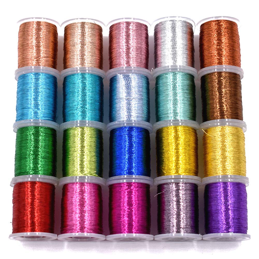 20PCS Metallic Yarn Thread for Steelhead or Body of Nymph Fly