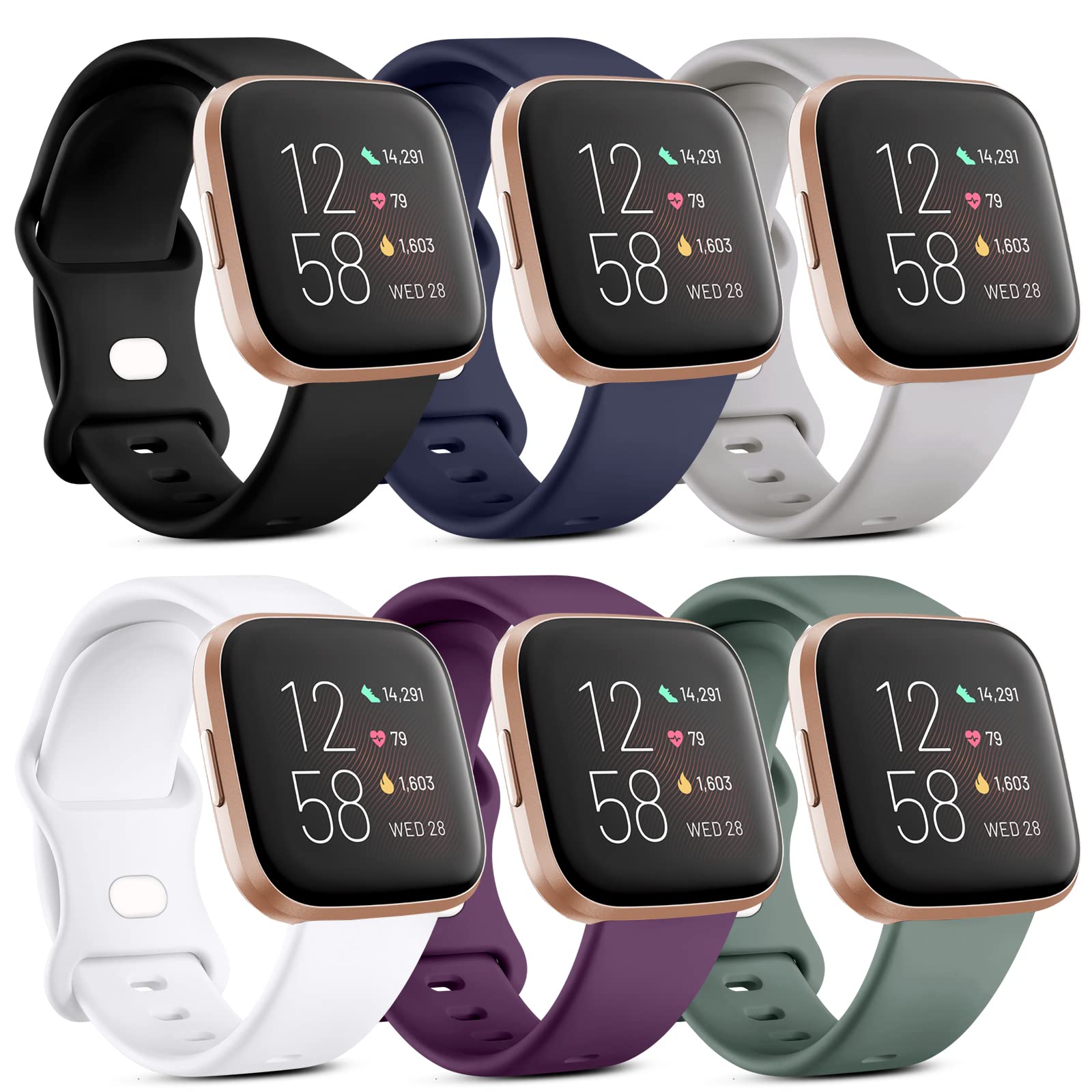 Replacement Band For Fitbit Versa/Versa 2 Soft Silicone Waterproof Watch  Strap