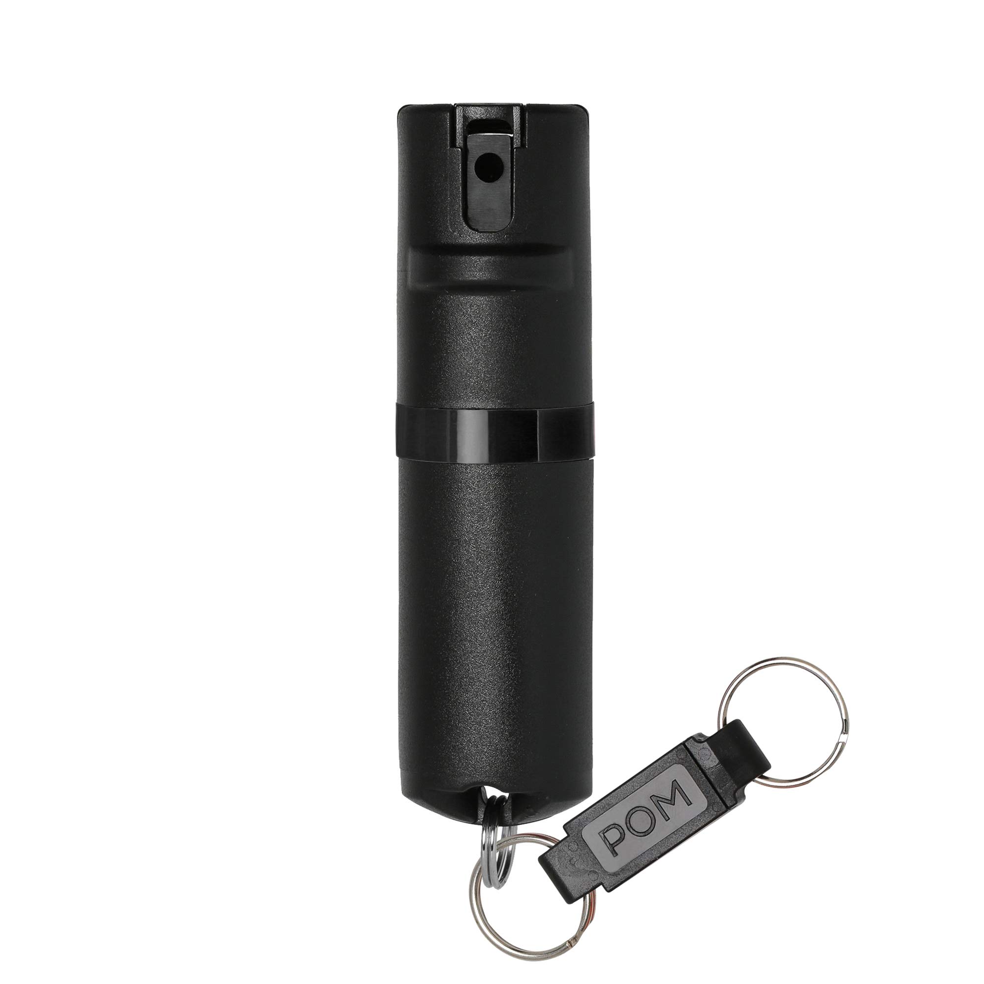 POM Pepper Spray Flip Top Keychain - Maximum Strength OC Spray Self Defense  - Tactical Compact & Safe Design - Quick Key Release - 25 Bursts & 10 ft  Range - Accurate Stream Pattern Black and Black