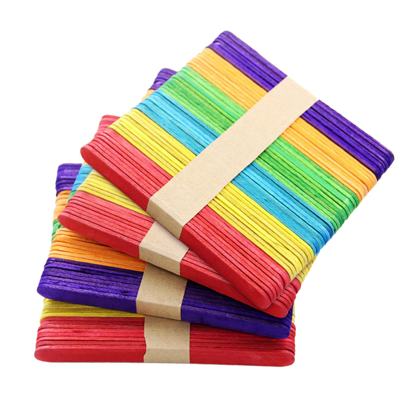 200 Pcs Colored Wooden Craft Sticks Wooden Popsicle Colored Craft