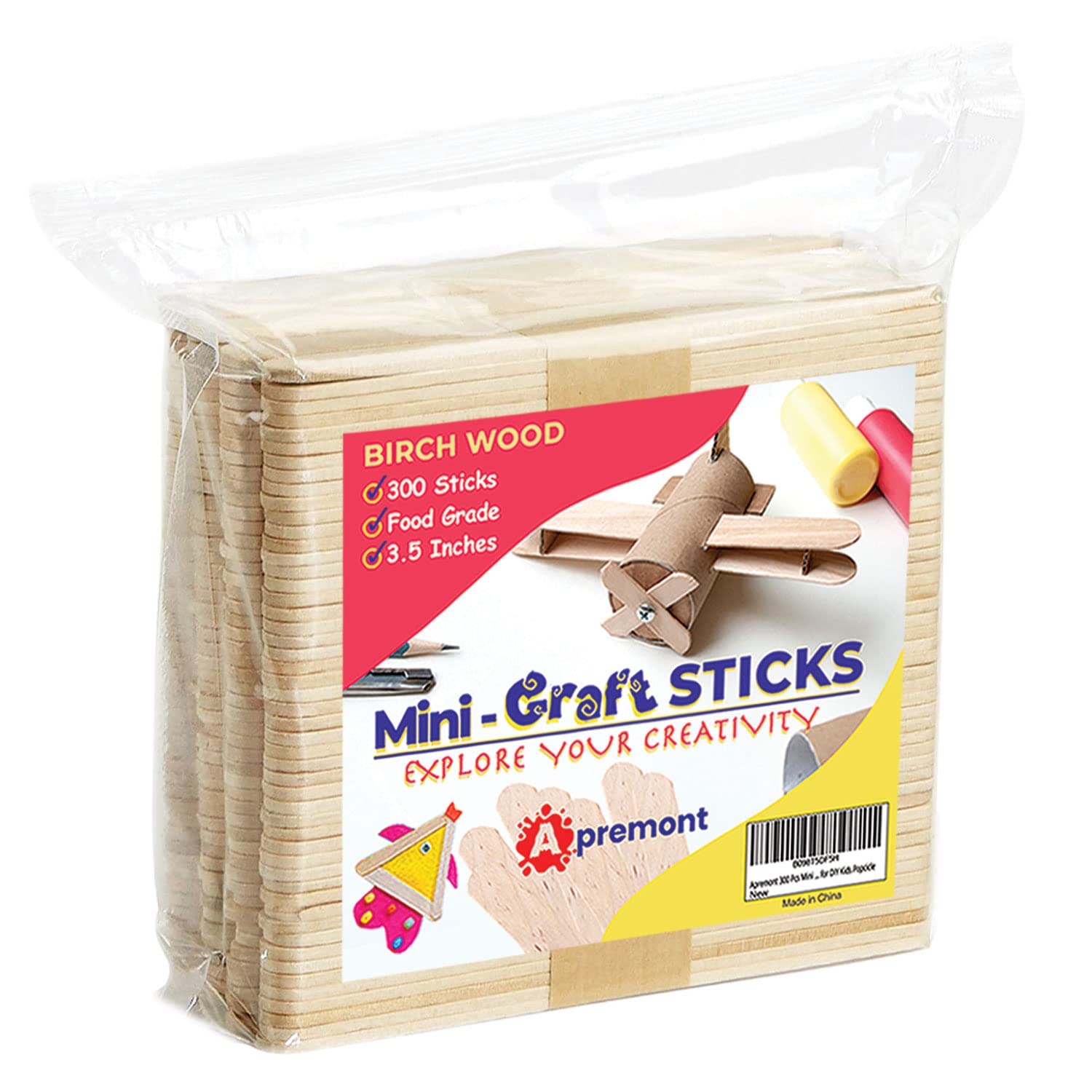 Apremont 300 Pcs Mini Natural Wooden Food Grade Craft Sticks - Ice Cream  Stick - Popsicle - 3.5 inch Length - Suit Crafting Stirring Paddle Waxing  Small Ice Pop Stick for DIY Kids Popcicle