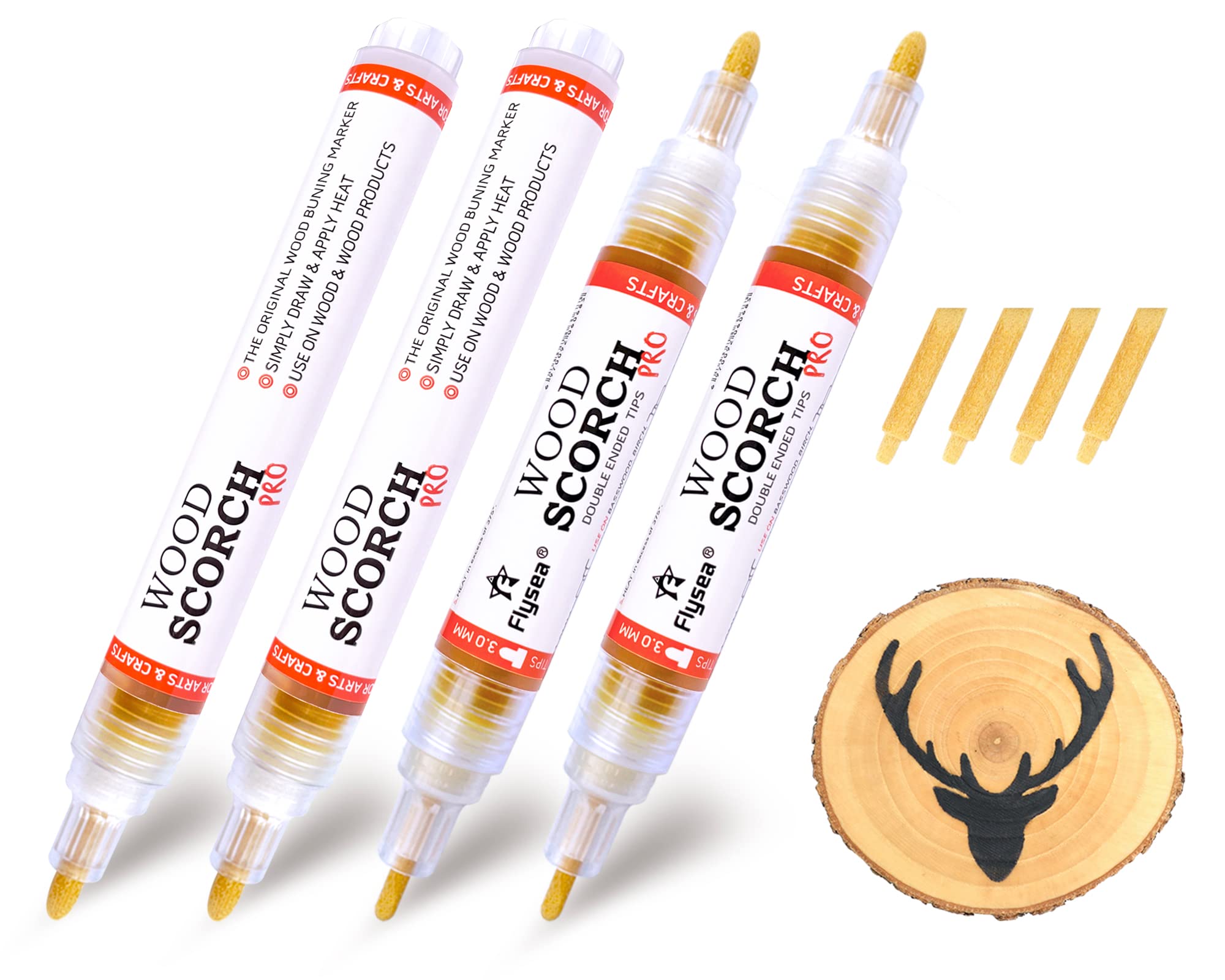 SUIUBUY Scorch Pen Marker - 4 PCS Wood Burning Pen, Chemical Wood Burner  Set for Wood and Crafts - Versatile Kit with Fine Round Tip, Bullet Tip and  Oblique Tip - Easy Application