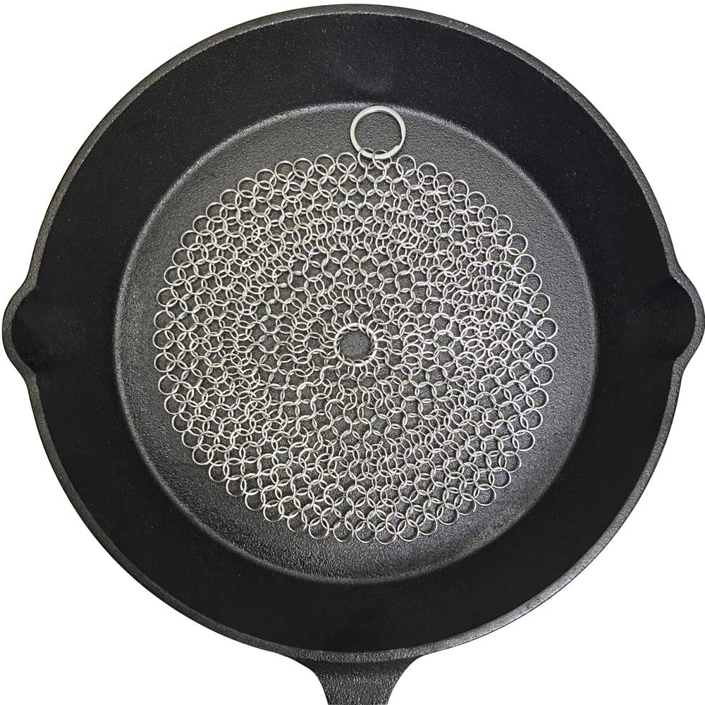 Cast Iron Skillet Cleaner,316 Stainless Steel Chainmail Cleaning