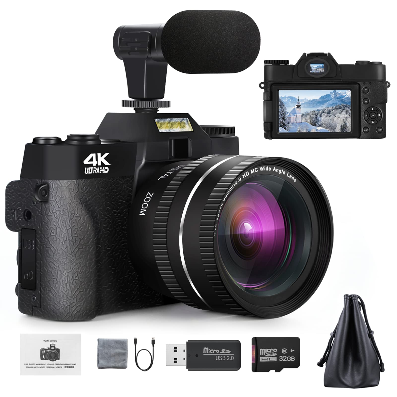 G-Anica Digital Camera 4K Camcorder 48MP 3.0 IPS Flip Screen