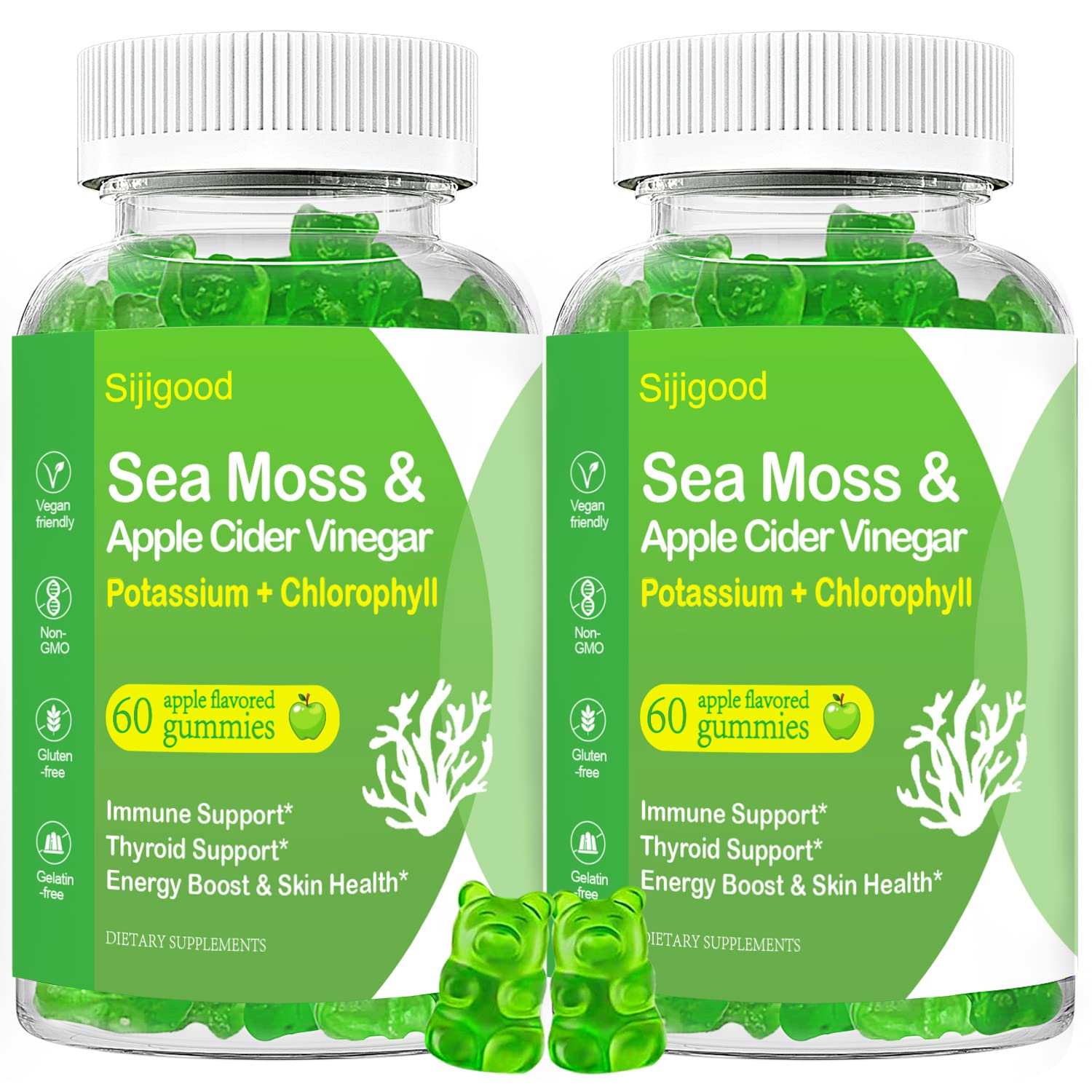 2 Pack Sea Moss Gummies Organic Irish Sea Moss with Apple Cider Vinegar