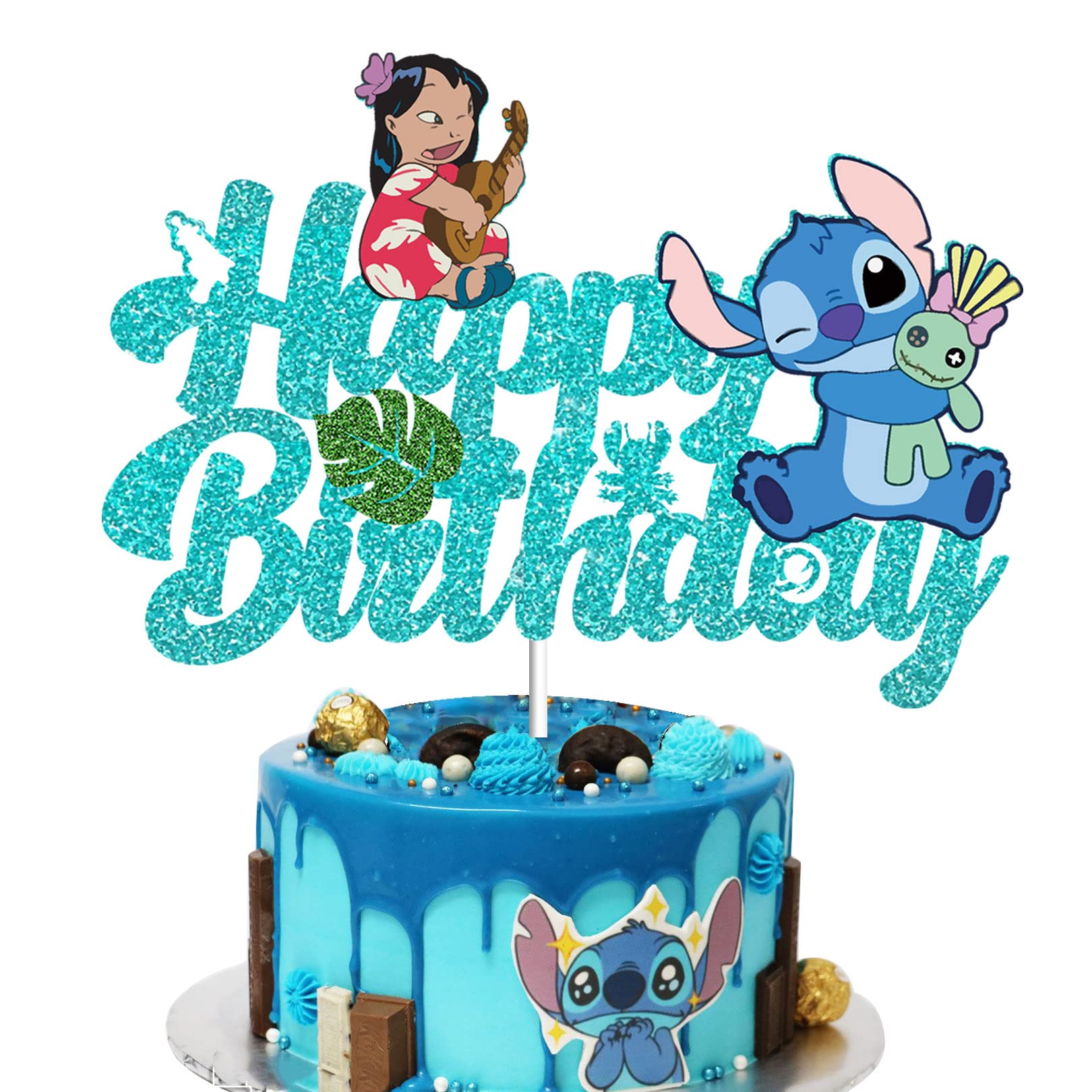 Stitch Birthday Decorations Stitch Blue Glitter Happy Birthday Banner Cake Cupcake  Toppers for Birthday Party Supplies price in Saudi Arabia,  Saudi  Arabia