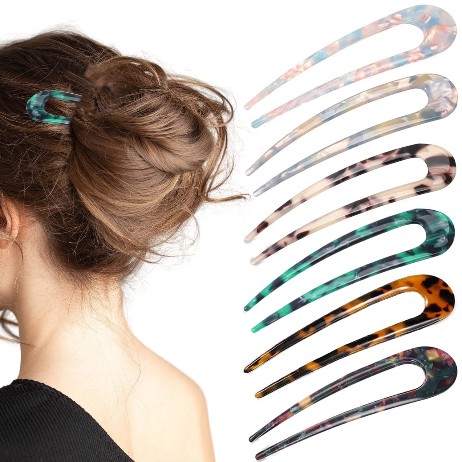 New Women Elegant Acetate Leopard Simple Hair Sticks Lady