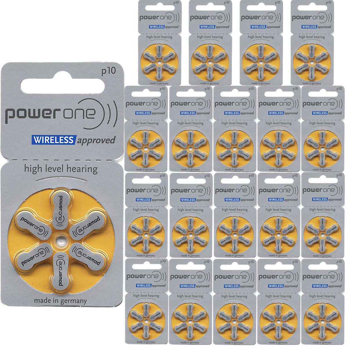 Power One Zinc Air Hearing Aid Batteries, (Yellow), P10, 120 Count
