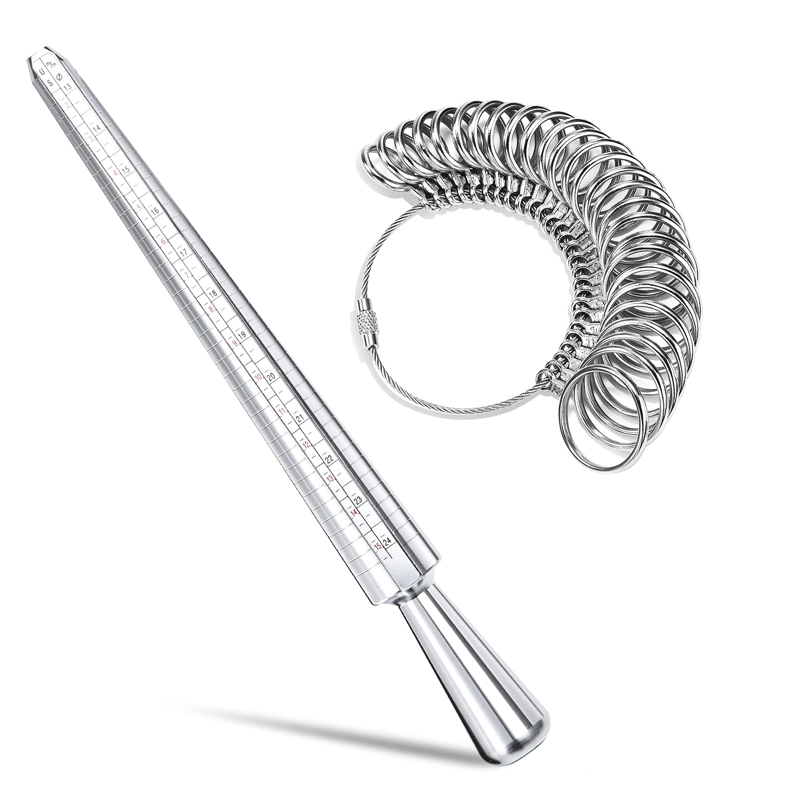  6pcs Metal Ring Sizer Measuring Tool Set, UK US EU Ring Mandrel  for Ring Making and Finger Measuring, Quickly Find The Right Size : Arts,  Crafts & Sewing