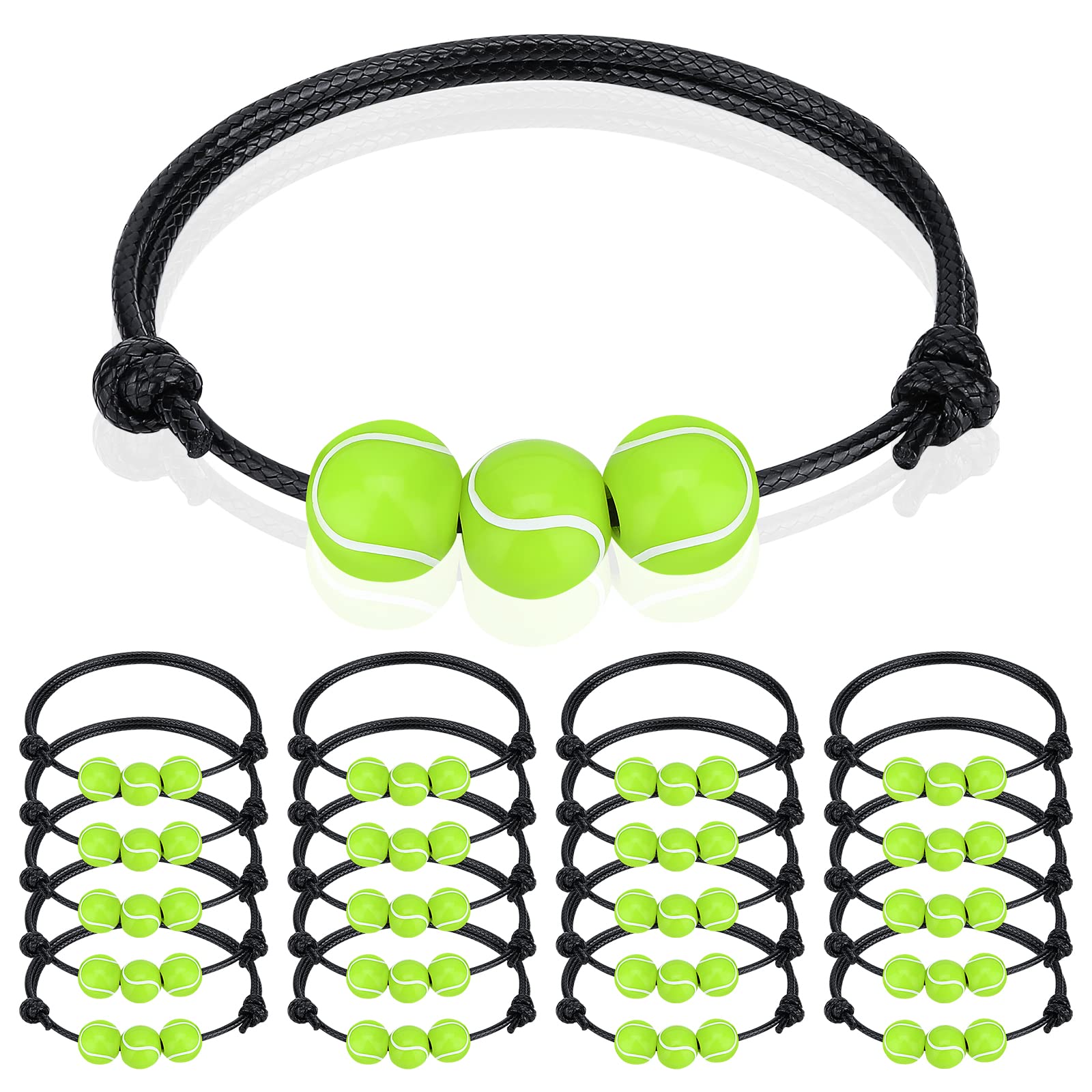 20 Pcs Tennis Charm Bracelets Tennis Party Favors Tennis Ball Beads  Adjustable Wristbands Sport Ball Bracelet for Girl Women Teens Sport Birthday  Party Graduation Gifts Tennis Ball Favors Team Player