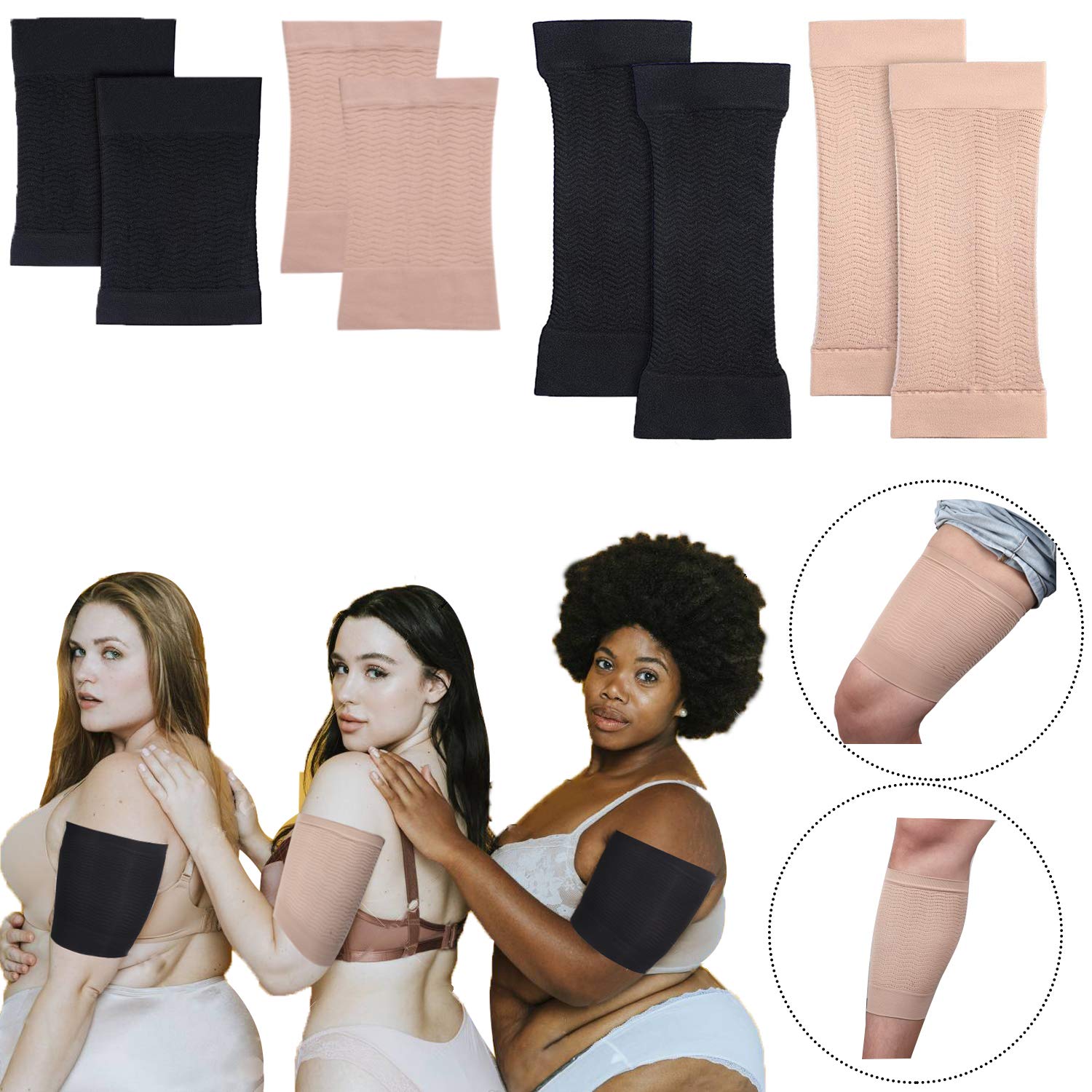 2 Pairs Plus Size Arm Shapers Arm Compression Sleeve Upper Arm Sleeve for  women 2 Pairs