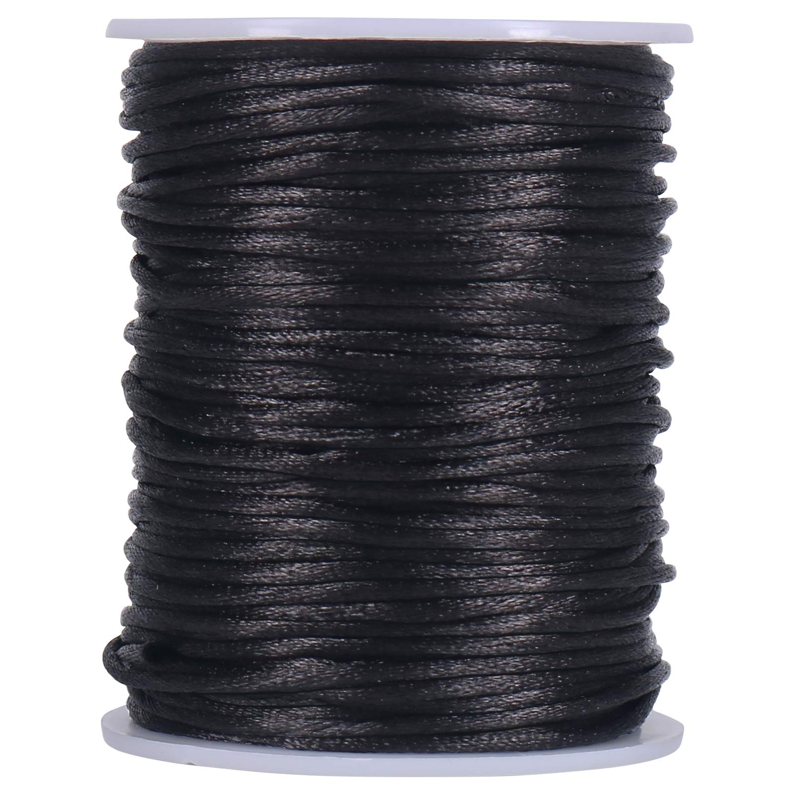 Tenn Well 2mm Satin Cord, 295 Feet Black Silky Rattail Nylon Cord for  Jewelry Making, Macrame Bracelets, Necklaces, Beading, Arts and Crafts  Black 2mm