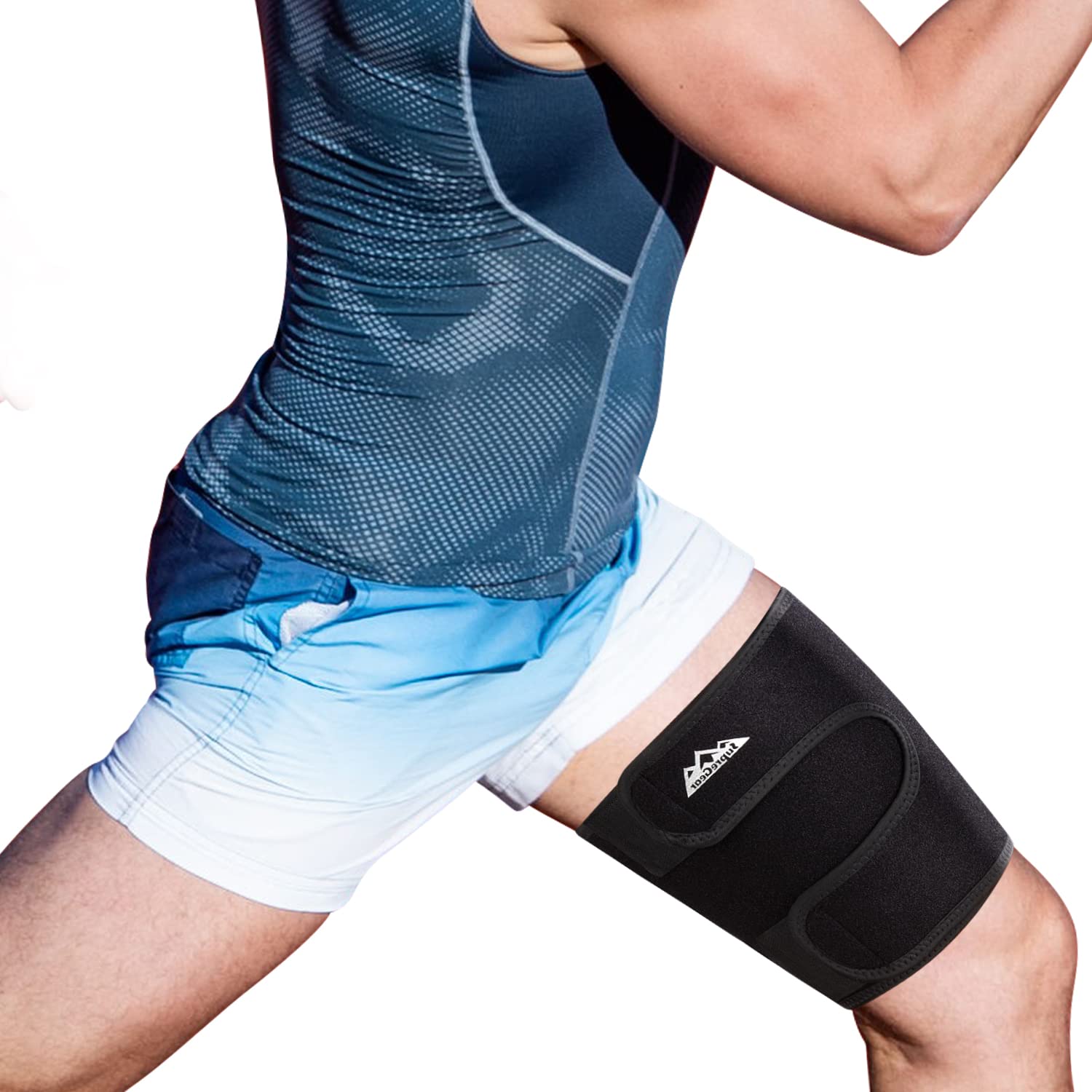 supregear Thigh Brace Support Adjustable Thigh Compression Sleeve Neoprene  Hamstring Quad Wrap Breathable Non-Slip Upper Leg Brace Leg Slimmer for  Women Men Pulled Groin Muscle Quadriceps Black
