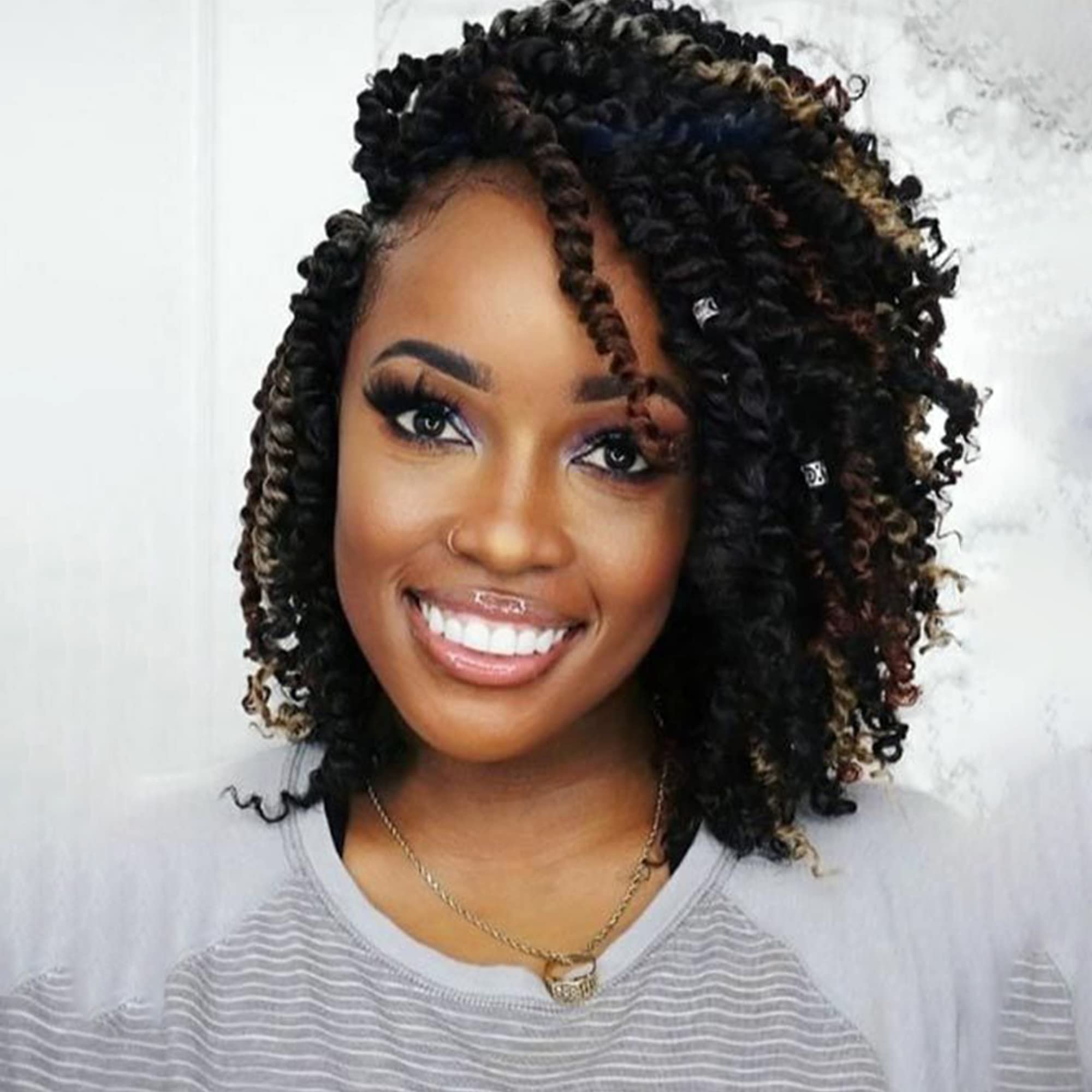 Pre-twisted Passion Twist Hair 8 Inch Passion Twist Crochet Hair Pre-looped  Water Wave Crochet Braids Hair for Black Women Bohemian Passion Twist  Braids Synthetic Hair Extensions (8packs