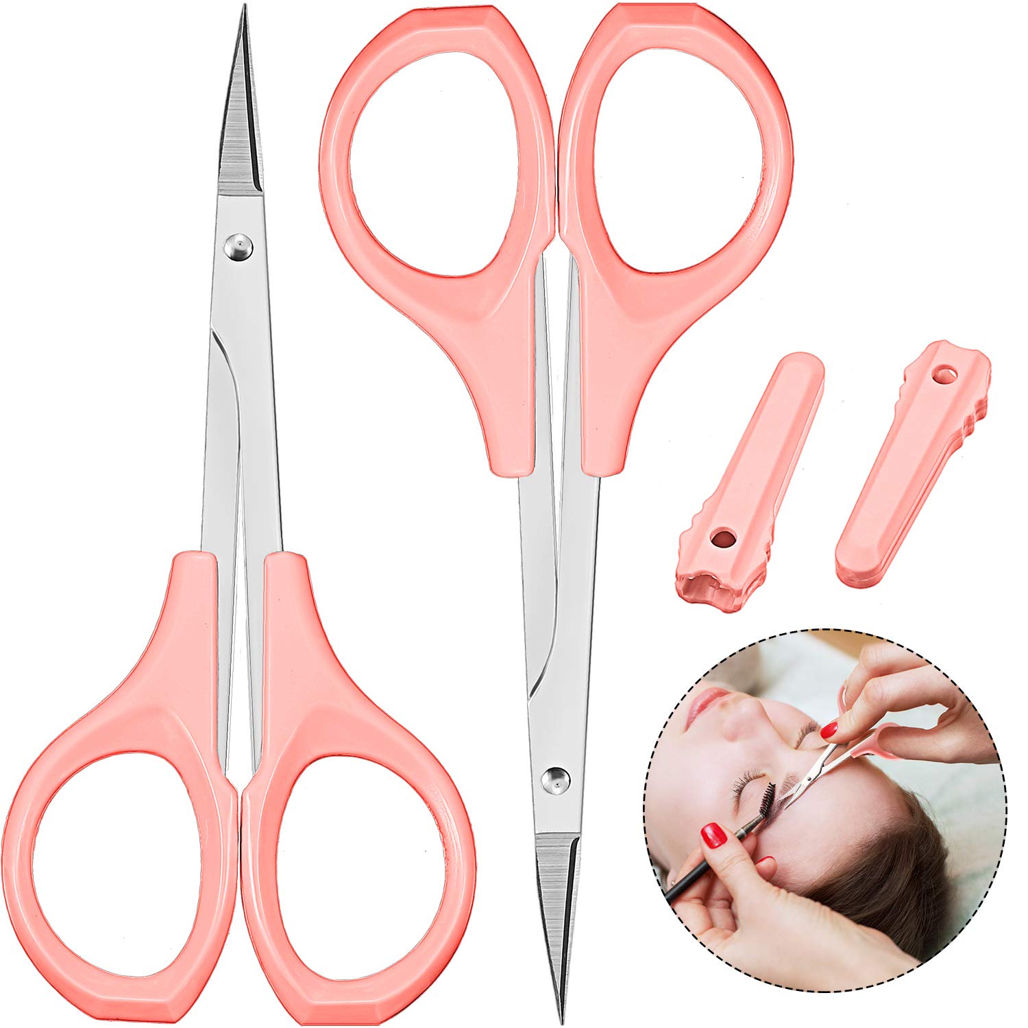 2 Pack Curved Craft Scissors Small Scissors Beauty Eyebrow Scissors  Stainless Steel Trimming Scissors for Eyebrow