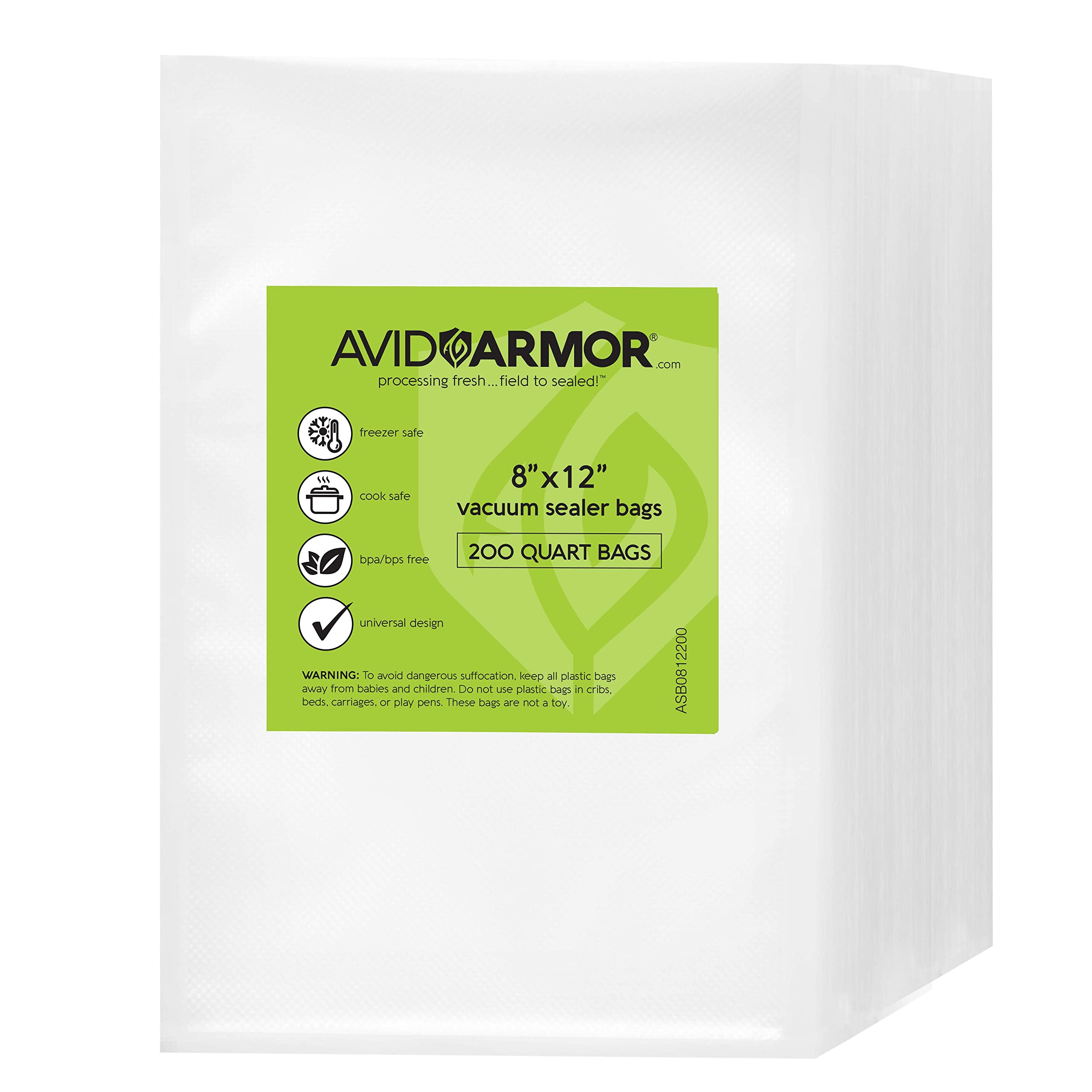 Avid Armor Vacuum Sealer Bags Quart Size 200 Bulk Pack 8 x 12 for Food  Saver, Seal a Meal Vac Sealers BPA Free, Heavy Duty Commercial Grade  Freezer & Sous Vide Vaccume
