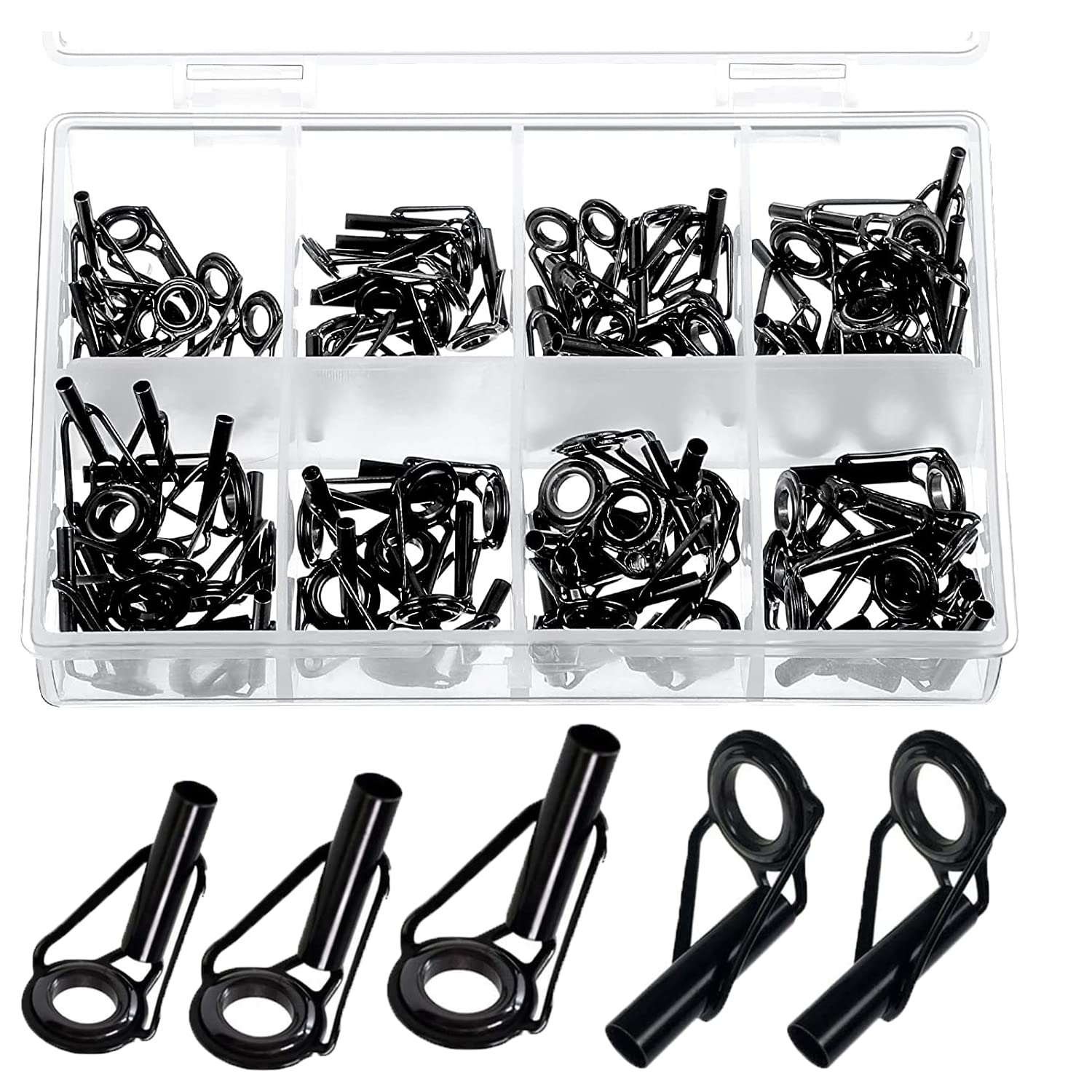 50 Pieces Fishing Rod Tip Repair Kit Rod Tips Kit Replacement for  Freshwater Saltwater Rods Stainless Steel Ceramic Ring Guide Replacement Kit  50 Pcs