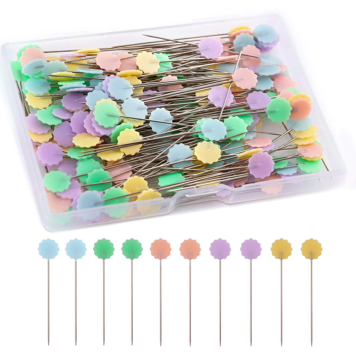 LUTER 200pcs Flat Flower Head Pins with a Storage Box Quilting Pins for  Sewing Assorted Colors Decorative Pins for Dressmaker Craft Sewing Projects  Multicolor 2